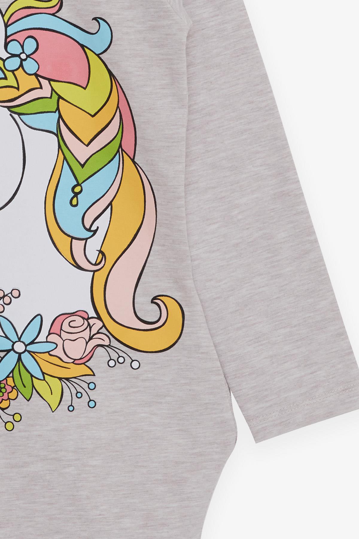 Breeze Kız Çocuk Tunik Unicorn Baskılı Bej Melanj (4-8 Yaş)