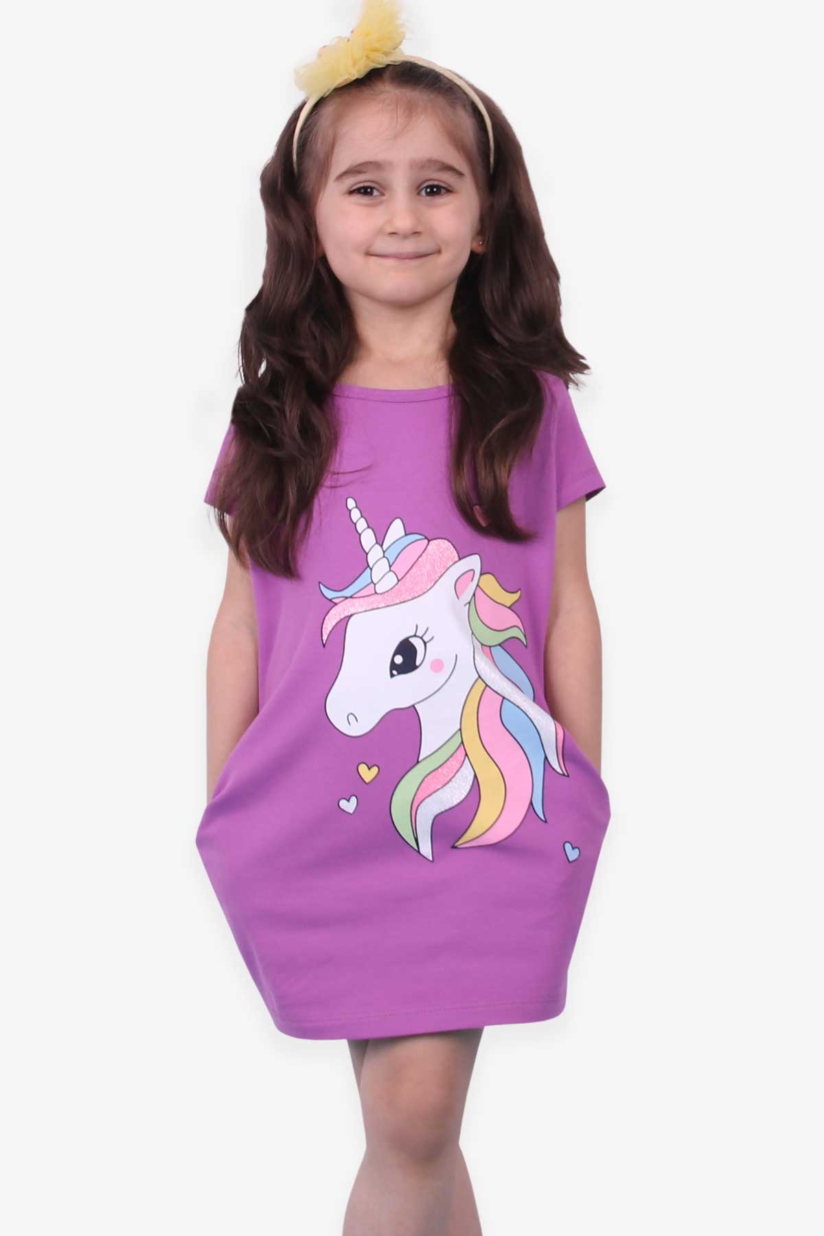 Breeze Kız Çocuk Tunik Unicorn Mor (2-3 Yaş)