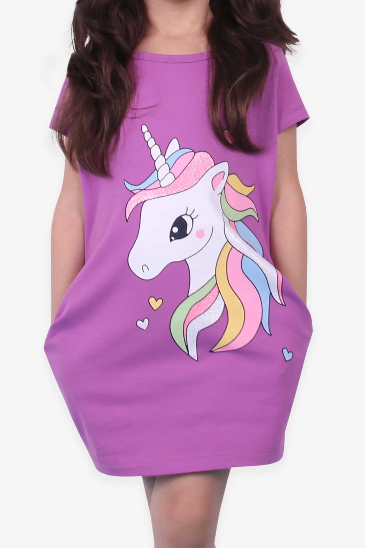 Breeze Kız Çocuk Tunik Unicorn Mor (2-3 Yaş)