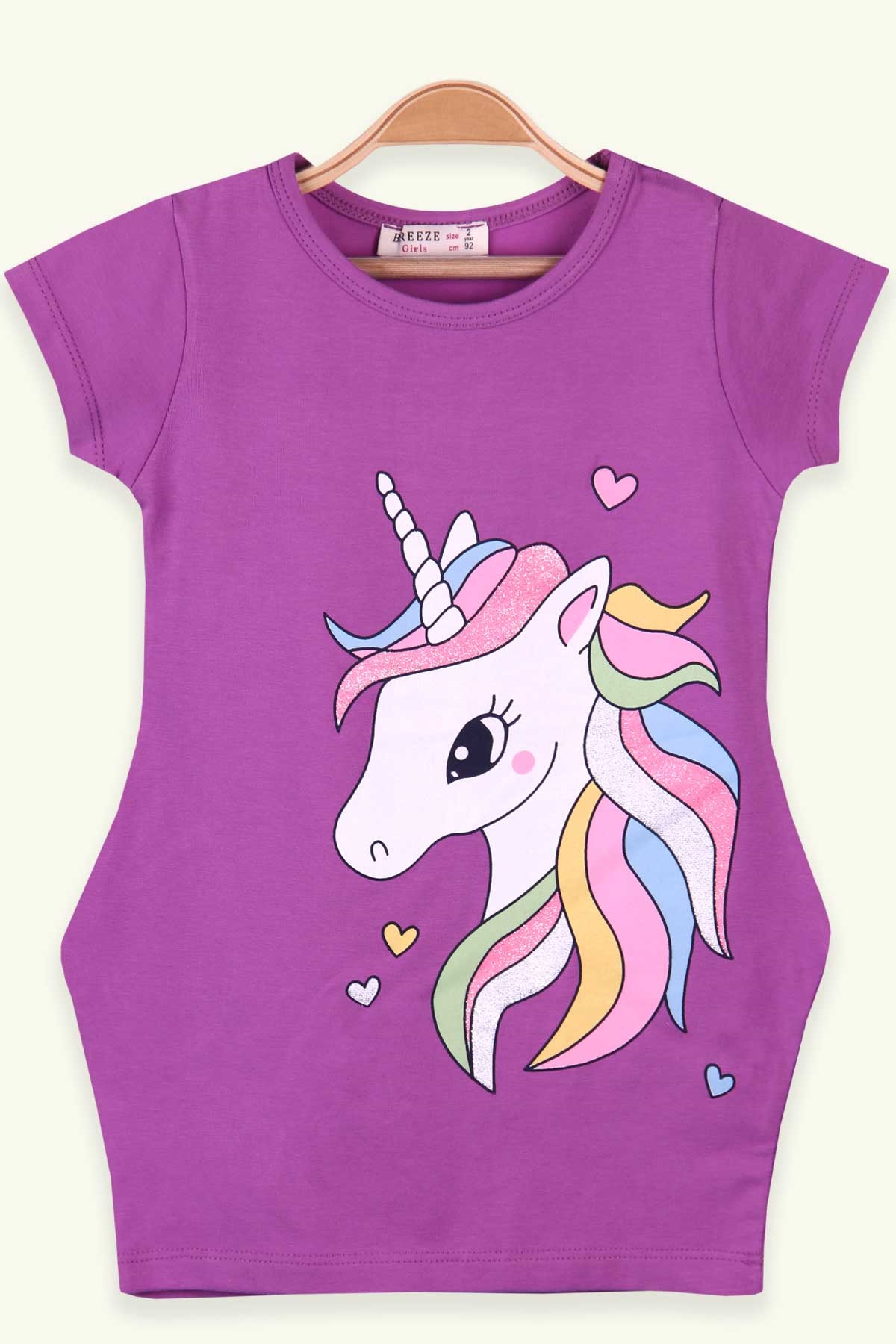 Breeze Kız Çocuk Tunik Unicorn Mor (2-3 Yaş)