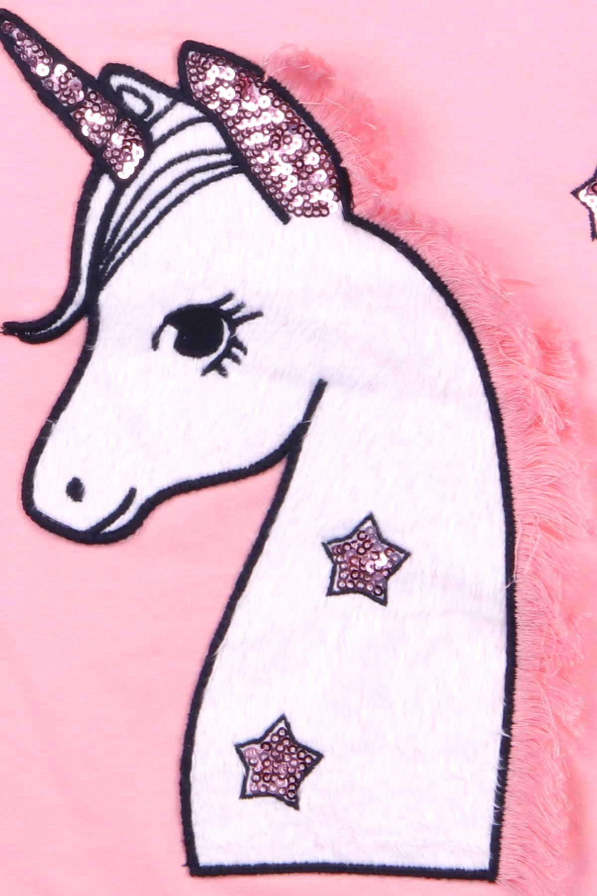 Breeze Kız Çocuk Tunik Unicorn Pudra (4-9 Yaş)