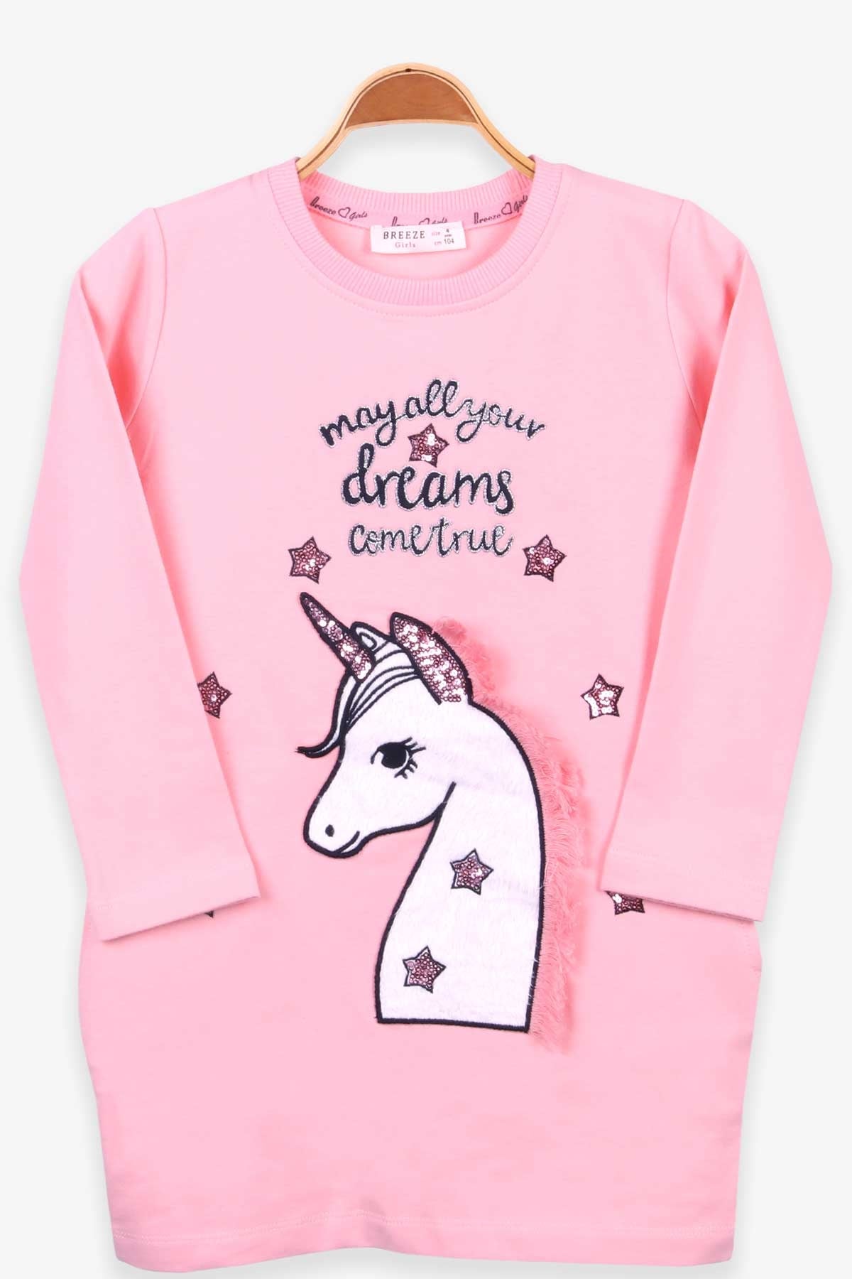 Breeze Kız Çocuk Tunik Unicorn Pudra (4-9 Yaş)