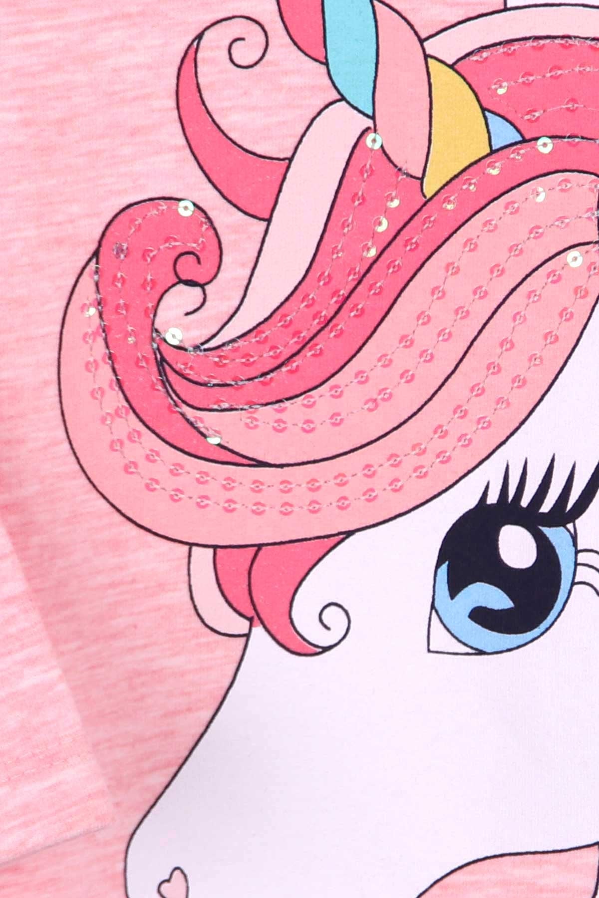 Breeze Kız Çocuk Tunik Unicorn Somon Melanj (4-8 Yaş)