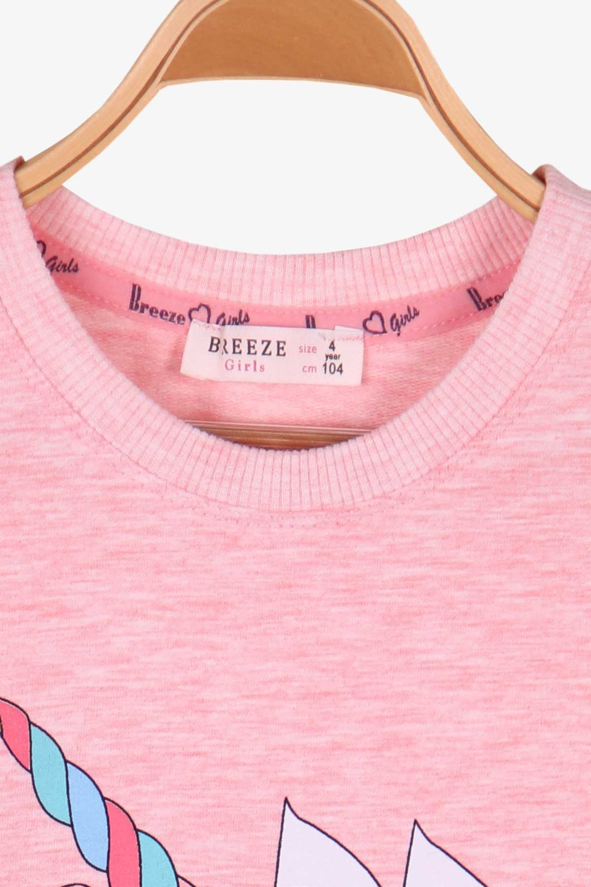 Breeze Kız Çocuk Tunik Unicorn Somon Melanj (4-8 Yaş)