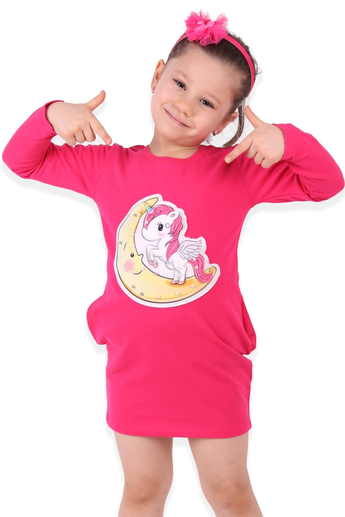 Breeze Kız Çocuk Tunik Unicornlu Fuşya (3-7 Yaş)