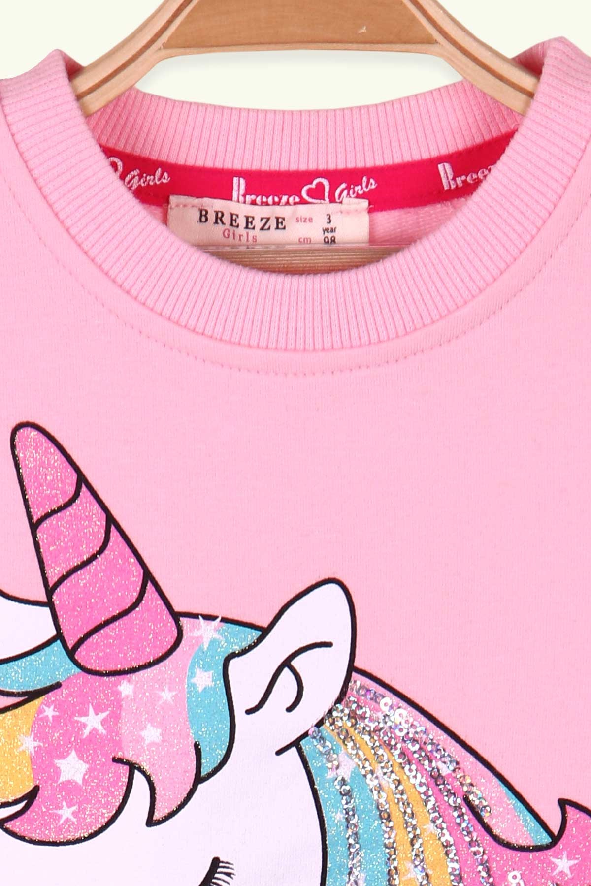 Breeze Kız Çocuk Tunik Unicornlu Pullu Pudra (3-8 Yaş)