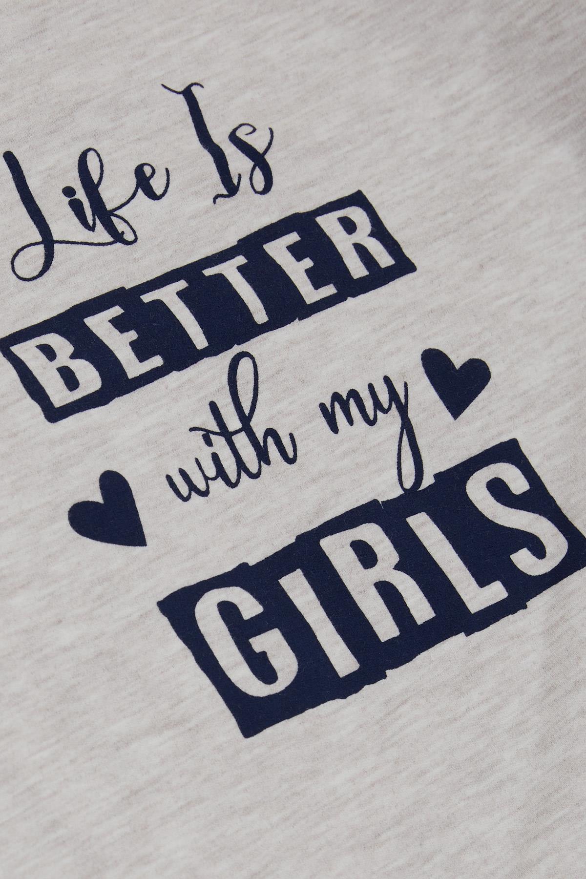 Breeze Kız Çocuk Tunik Yazı Baskılı Cepli Bej Melanj (1-4 Yaş)