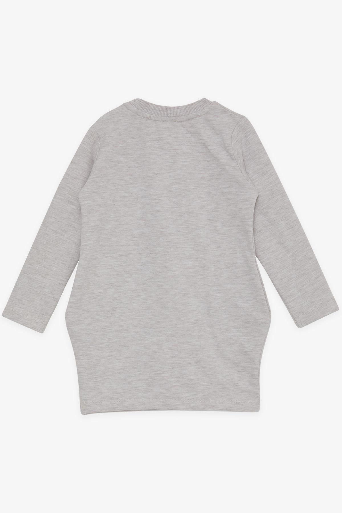 Breeze Kız Çocuk Tunik Yazı Baskılı Cepli Bej Melanj (1-4 Yaş)