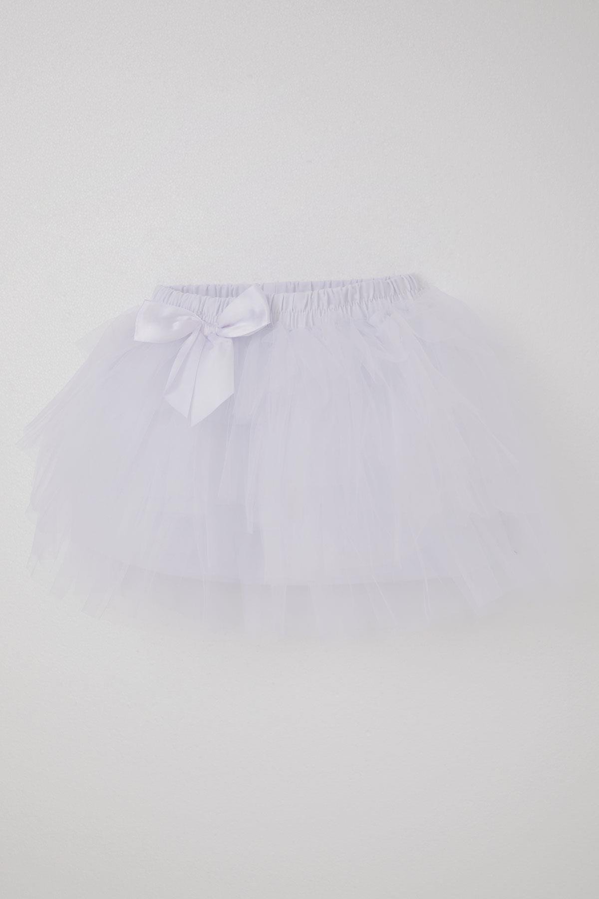 Breeze Kız Çocuk Tütü Etek Fiyonklu Beyaz (4-8 Yaş)