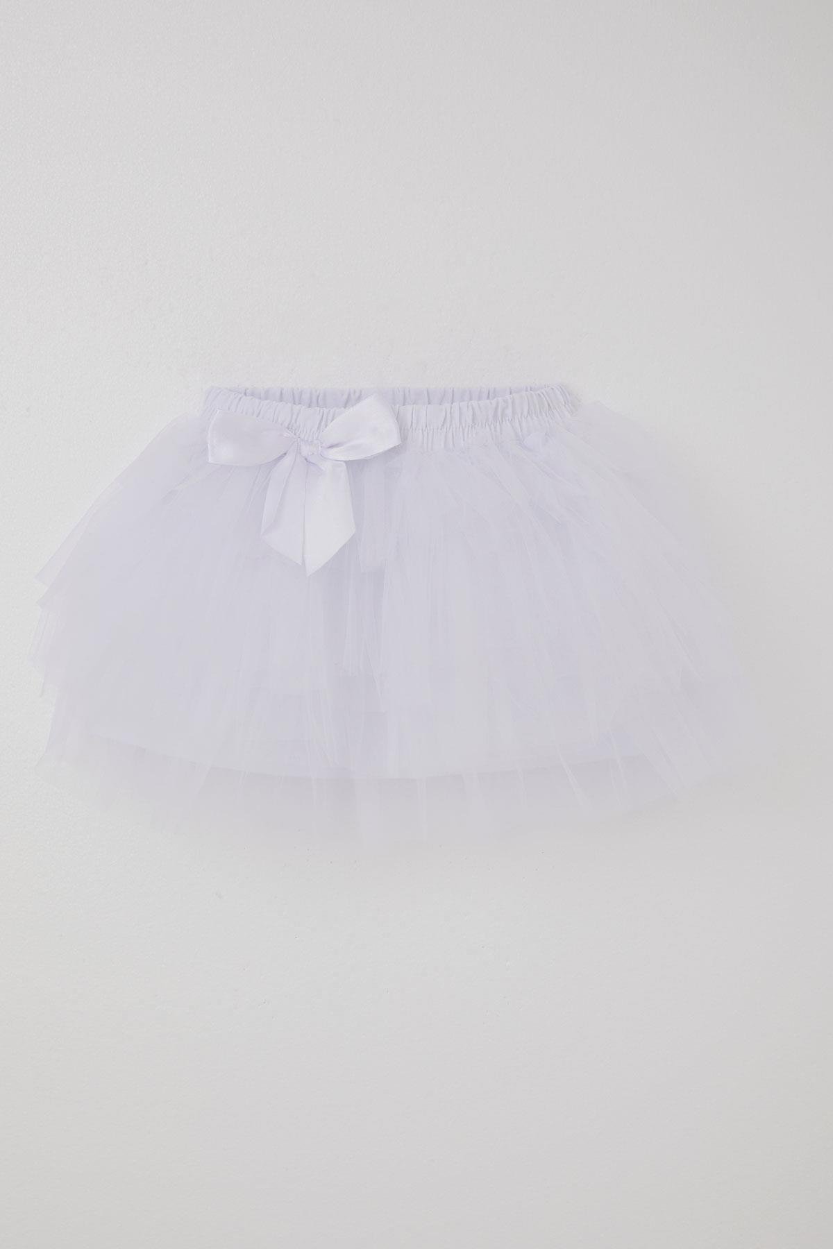 Breeze Kız Çocuk Tütü Etek Fiyonklu Beyaz (4-8 Yaş)