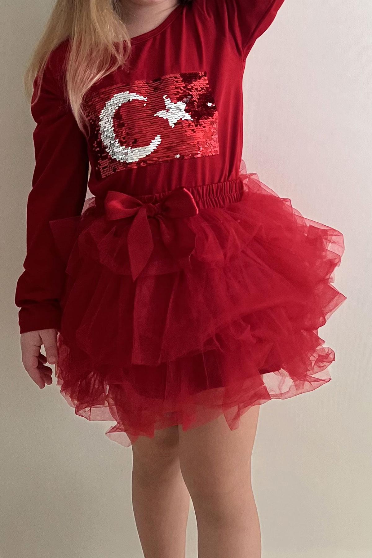 Breeze Kız Çocuk Tütü Etek Fiyonklu Kırmızı (4-8 Yaş)