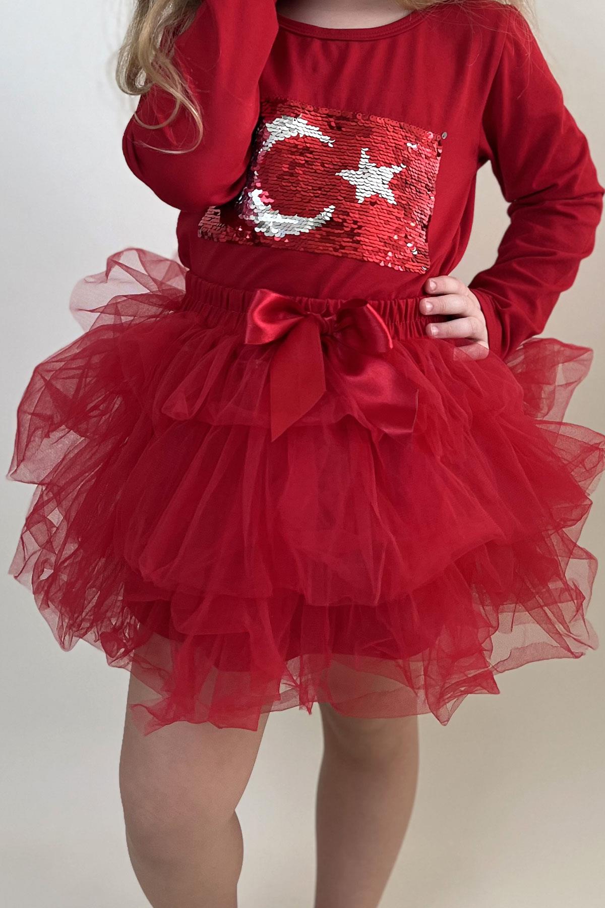 Breeze Kız Çocuk Tütü Etek Fiyonklu Kırmızı (4-8 Yaş)