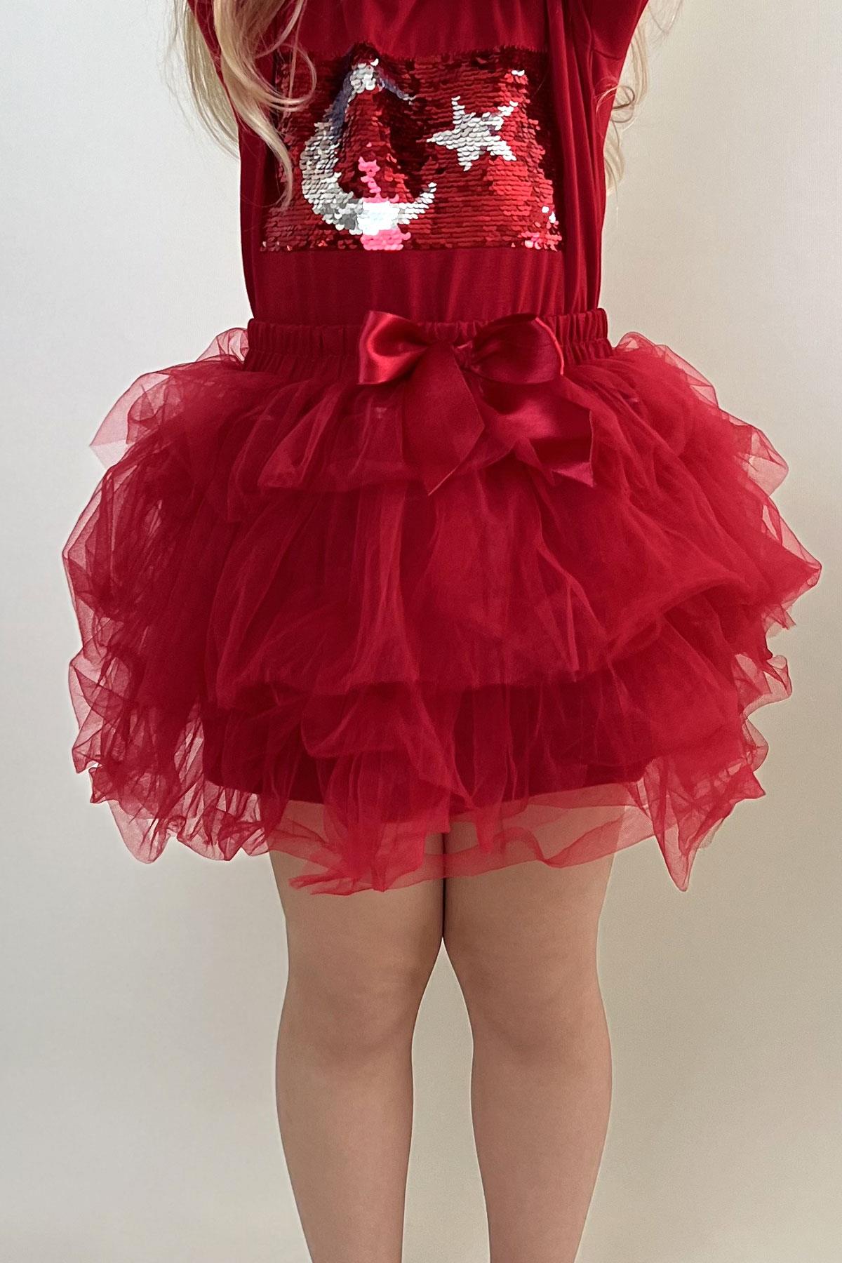 Breeze Kız Çocuk Tütü Etek Fiyonklu Kırmızı (4-8 Yaş)