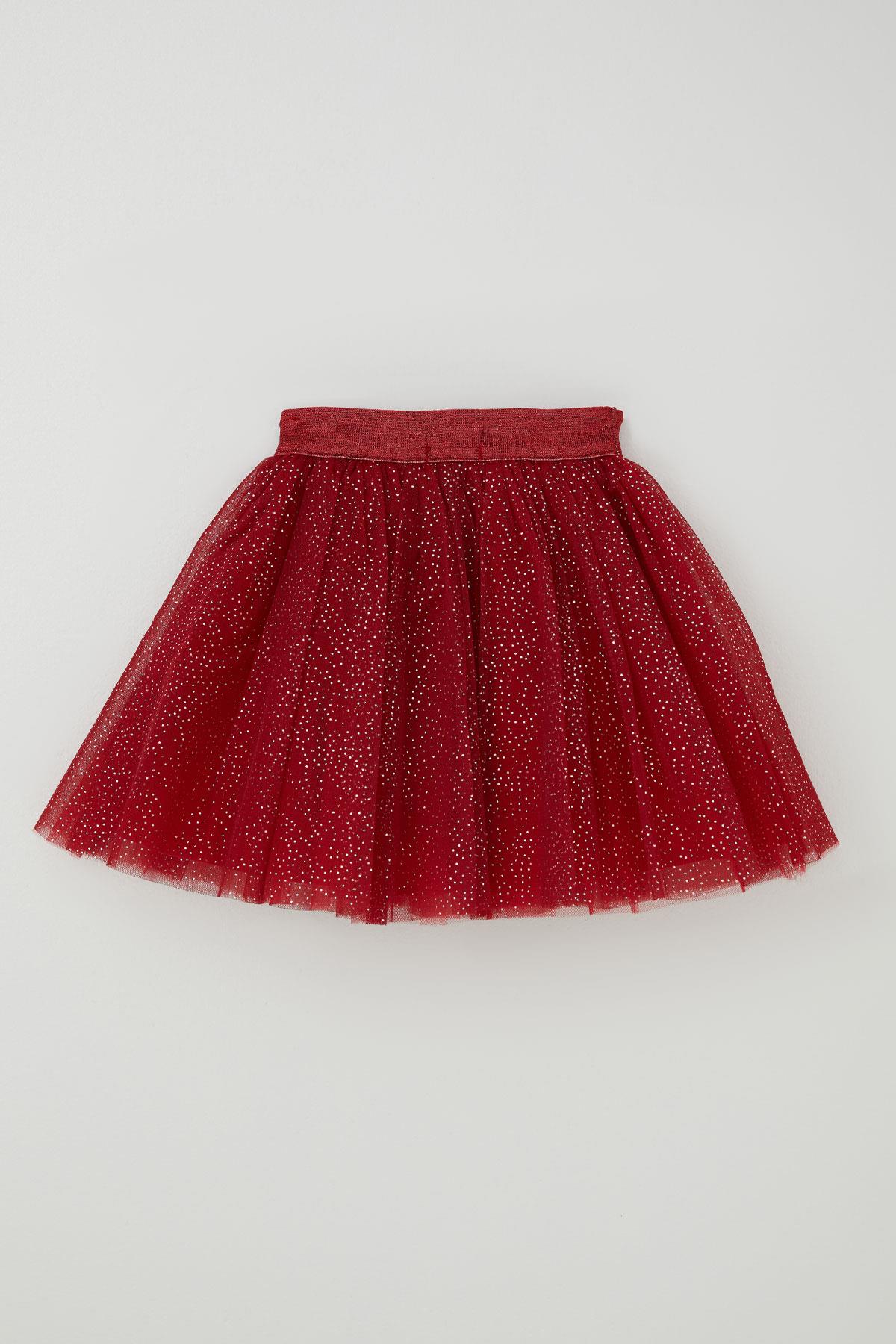 Breeze Kız Çocuk Tütü Etek Gri Sim Detaylı Kırmızı (5-10 Yaş)