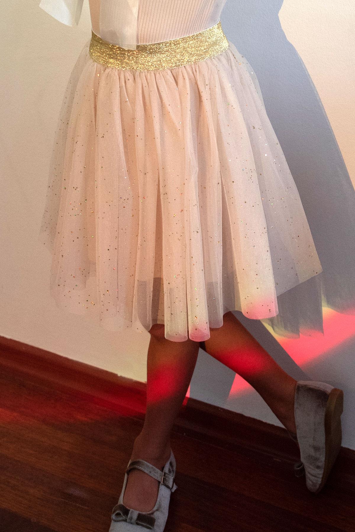 Breeze Kız Çocuk Tütü Etek Sim Detaylı Bej (5-10 Yaş)