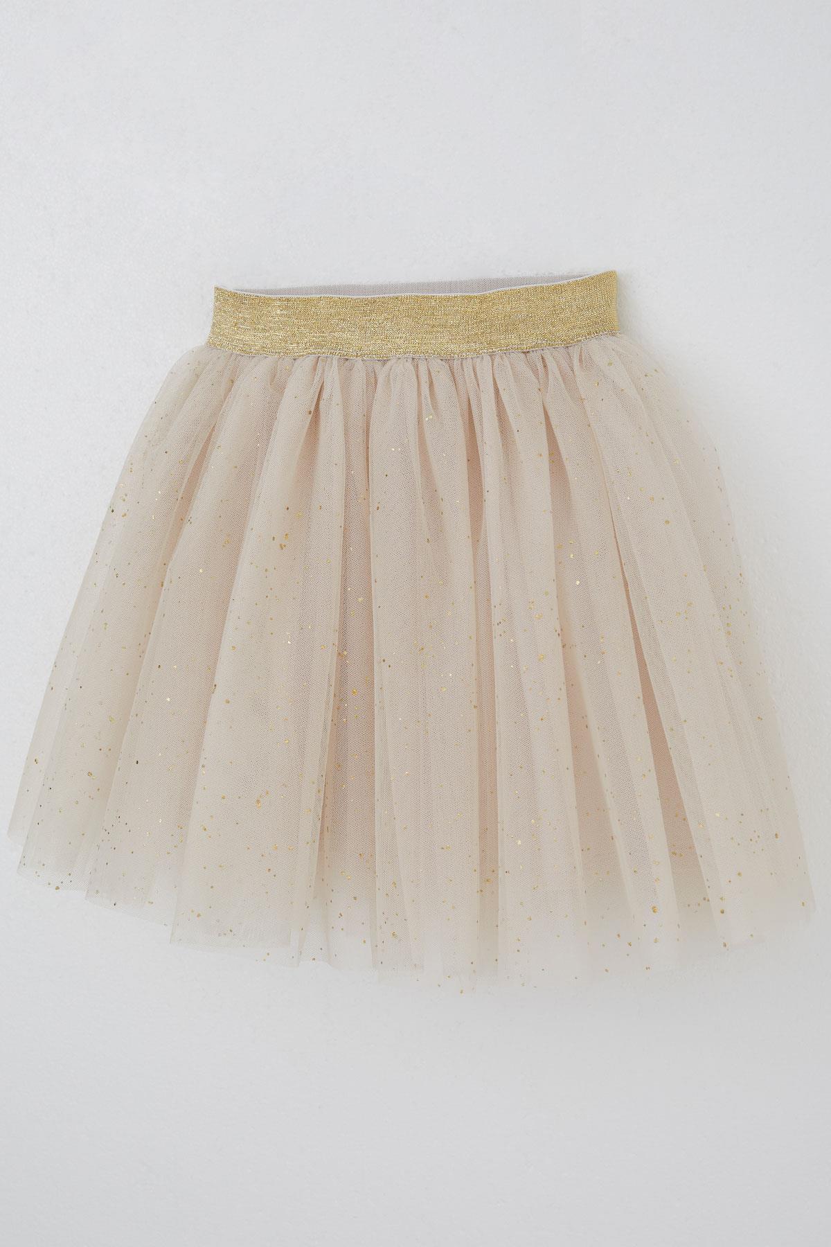 Breeze Kız Çocuk Tütü Etek Sim Detaylı Bej (5-10 Yaş)