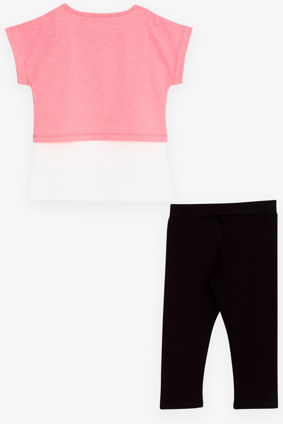 Breeze Kız Çocuk Üstü Crop 3 lü Kapri Taytlı Takım Neon Pembe (6-12 Yaş)