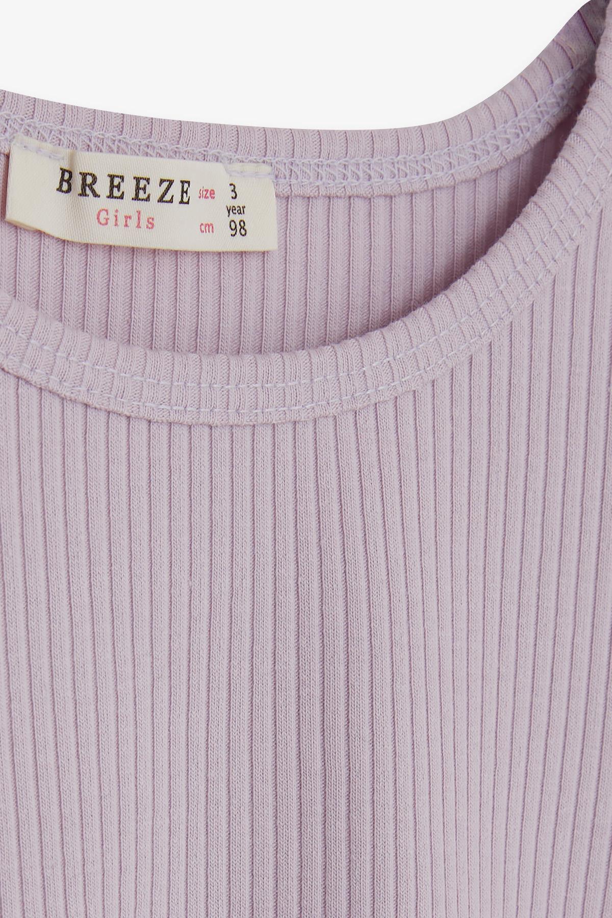 Breeze Kız Çocuk Uzun Kollu Bluz Fırfırlı Açık Lila (2-6 Yaş)
