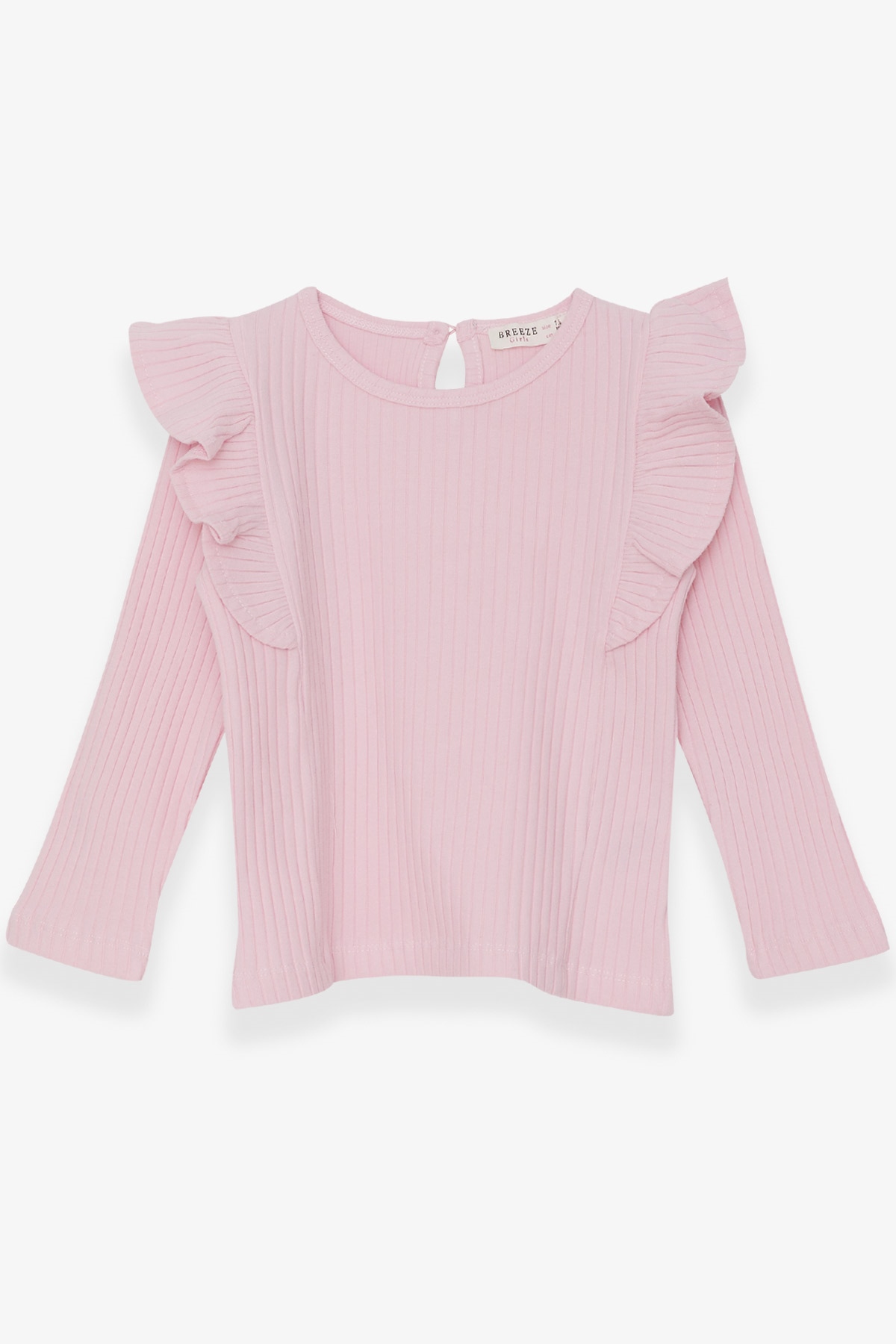 Breeze Kız Çocuk Uzun Kollu Bluz Omuzu Fırfırlı Pudra (1.5-5 Yaş)