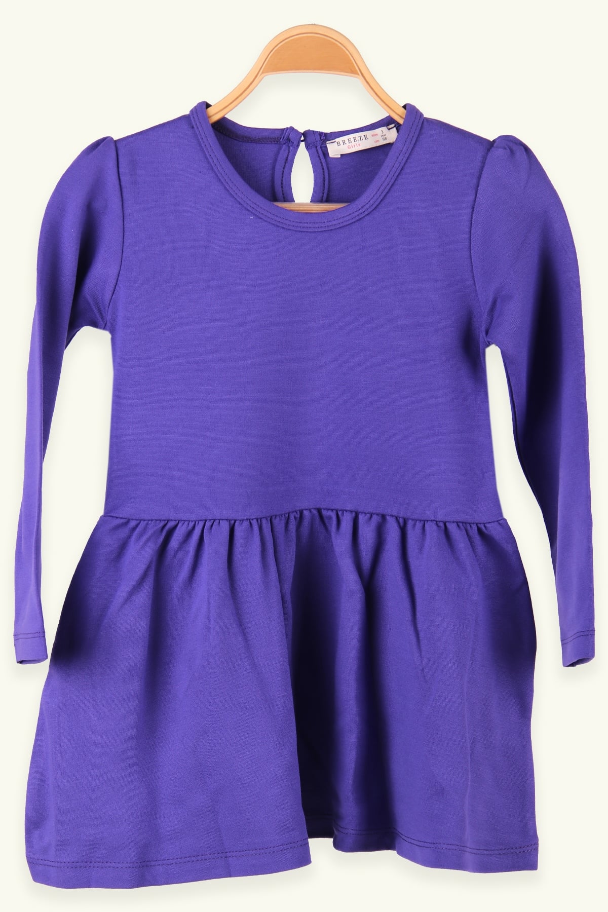 Breeze Kız Çocuk Uzun Kollu Elbise Basic Mor (3-7 Yaş)