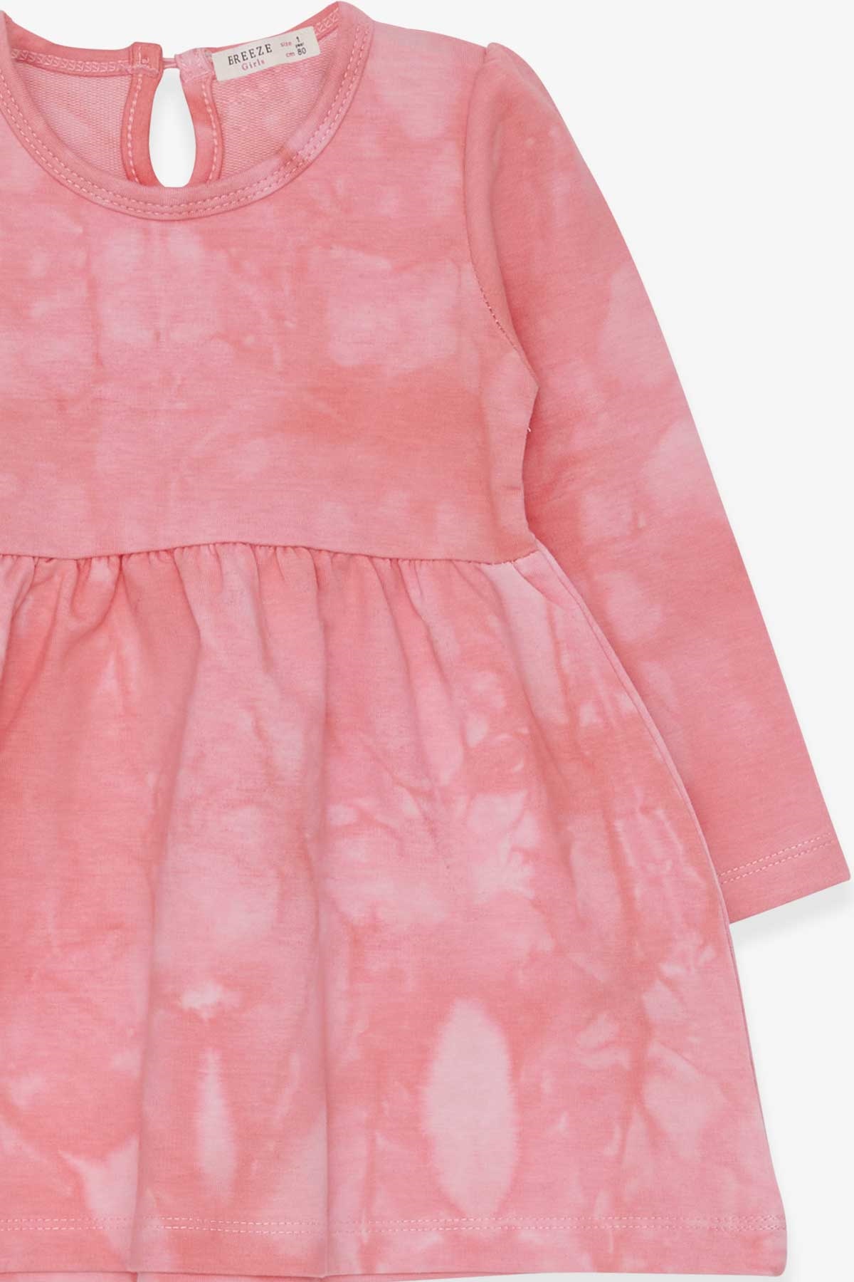 Breeze Kız Çocuk Uzun Kollu Elbise Batik Desenli Pudra (1-4 Yaş)