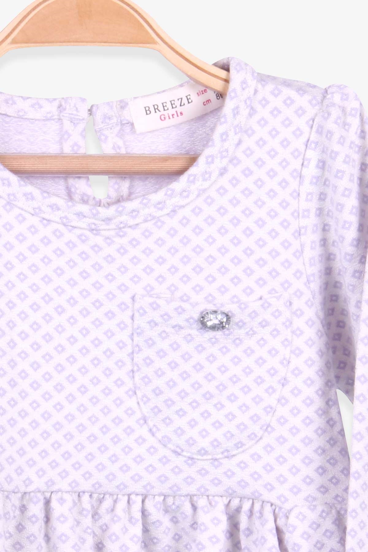 Breeze Kız Çocuk Uzun Kollu Elbise Desenli Ekru (1.5-5 Yaş)