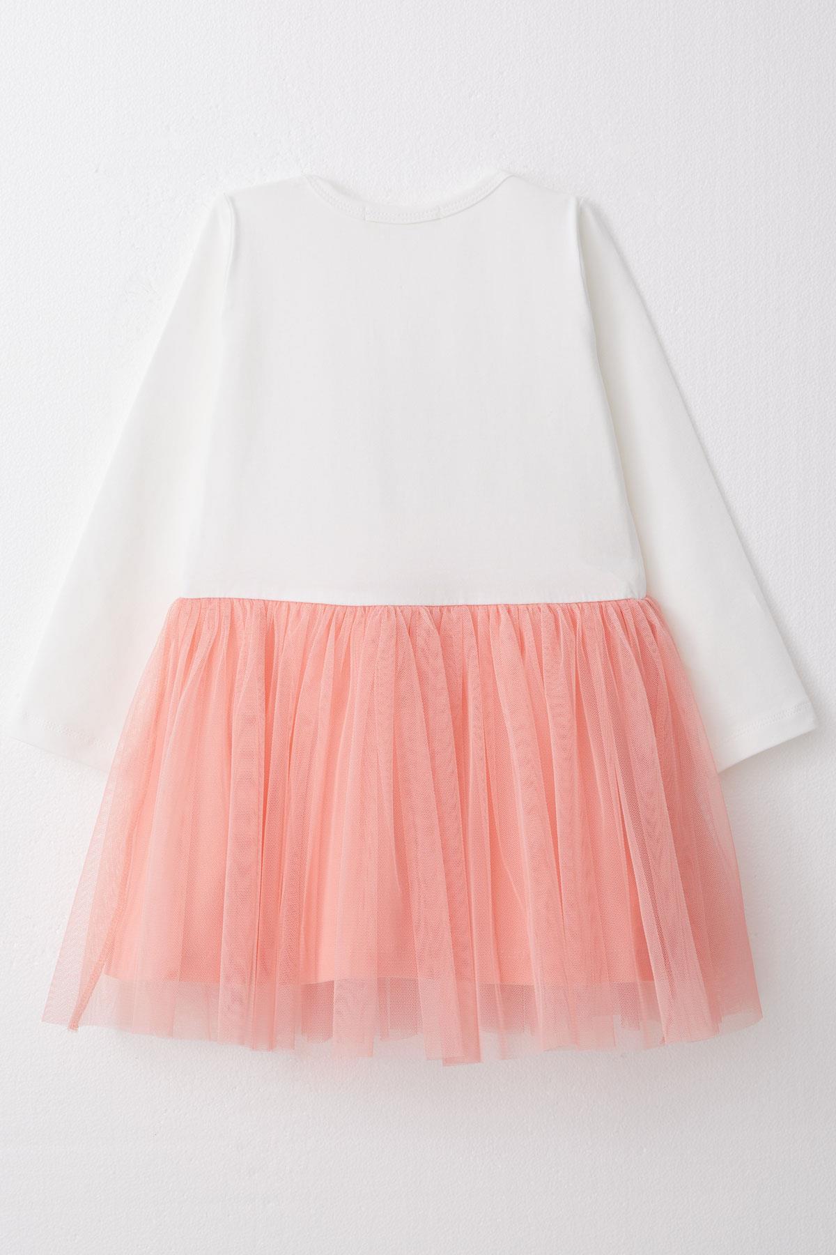 Breeze Kız Çocuk Uzun Kollu Elbise Fiyonklu Sevimli Baykuş Baskılı Ekru (1.5-5 Yaş)