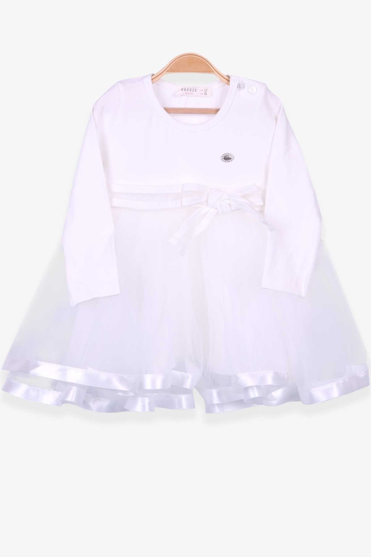 Breeze Kız Çocuk Uzun Kollu Elbise Fiyonklu Ekru (1.5-5 Yaş)