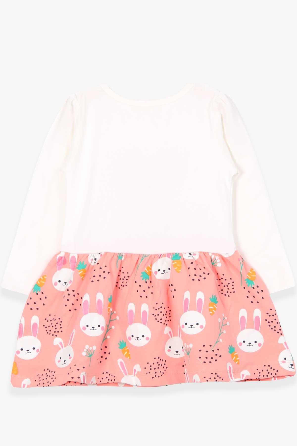 Breeze Kız Çocuk Uzun Kollu Elbise Fiyonklu Tavşan Desenli Ekru (2-6 Yaş)