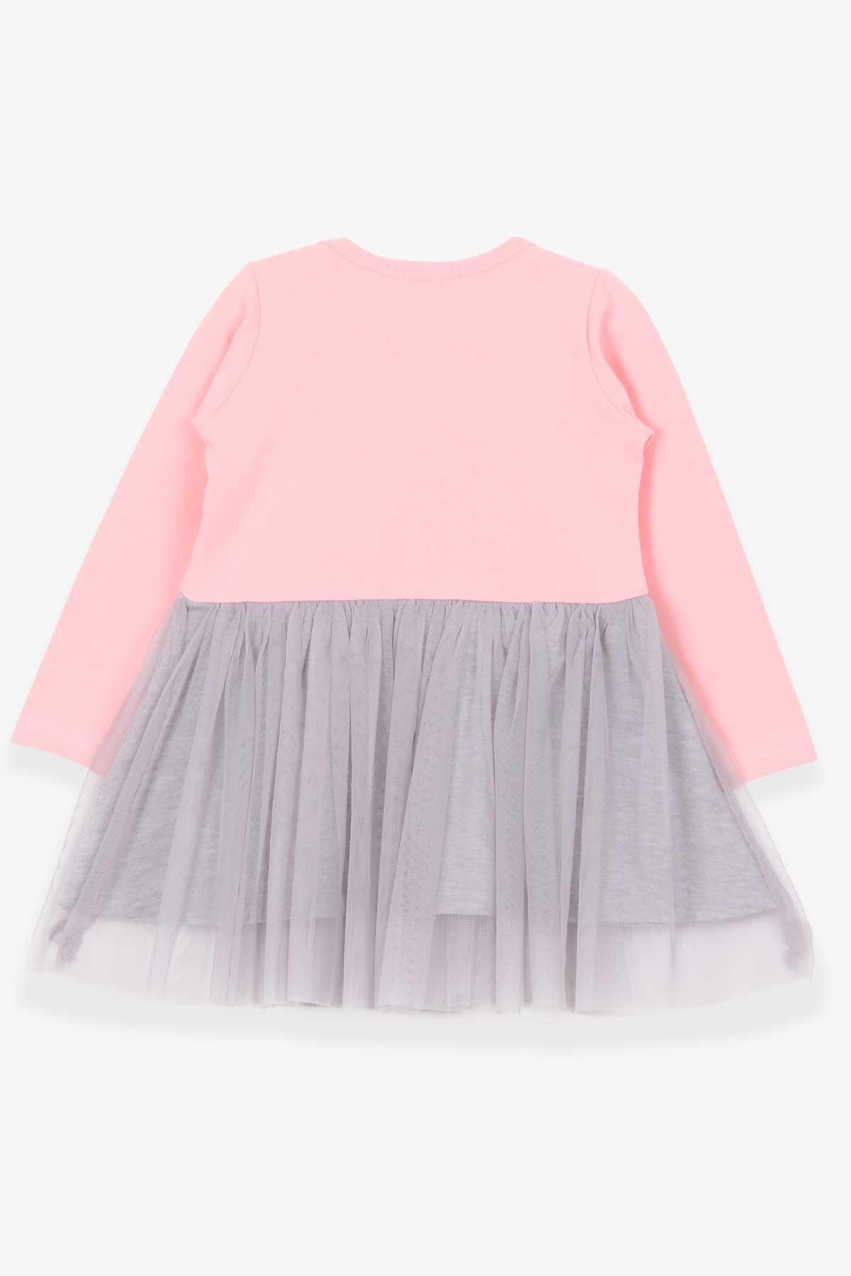 Breeze Kız Çocuk Uzun Kollu Elbise Gökkuşağı Baskılı Pudra (1.5-4 Yaş)