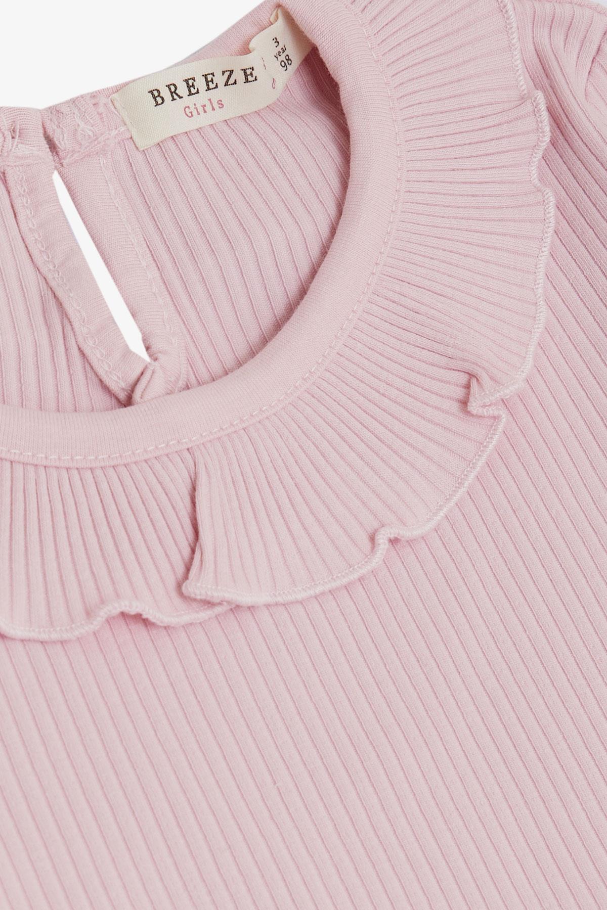 Breeze Kız Çocuk Uzun Kollu Elbise Kat Kat Tüllü Fiyonklu Pembe (1.5-5 Yaş)