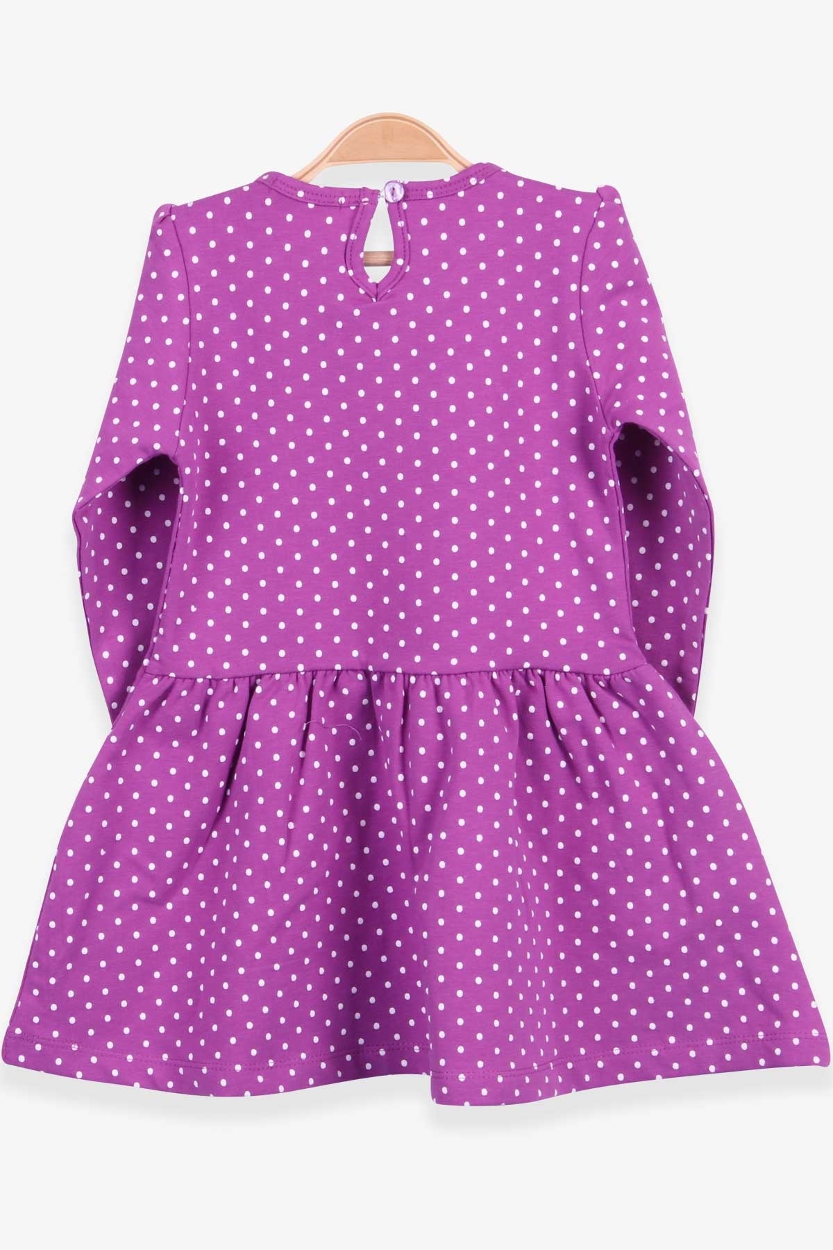 Breeze Kız Çocuk Uzun Kollu Elbise Puantiyeli Mor (3-7 Yaş)