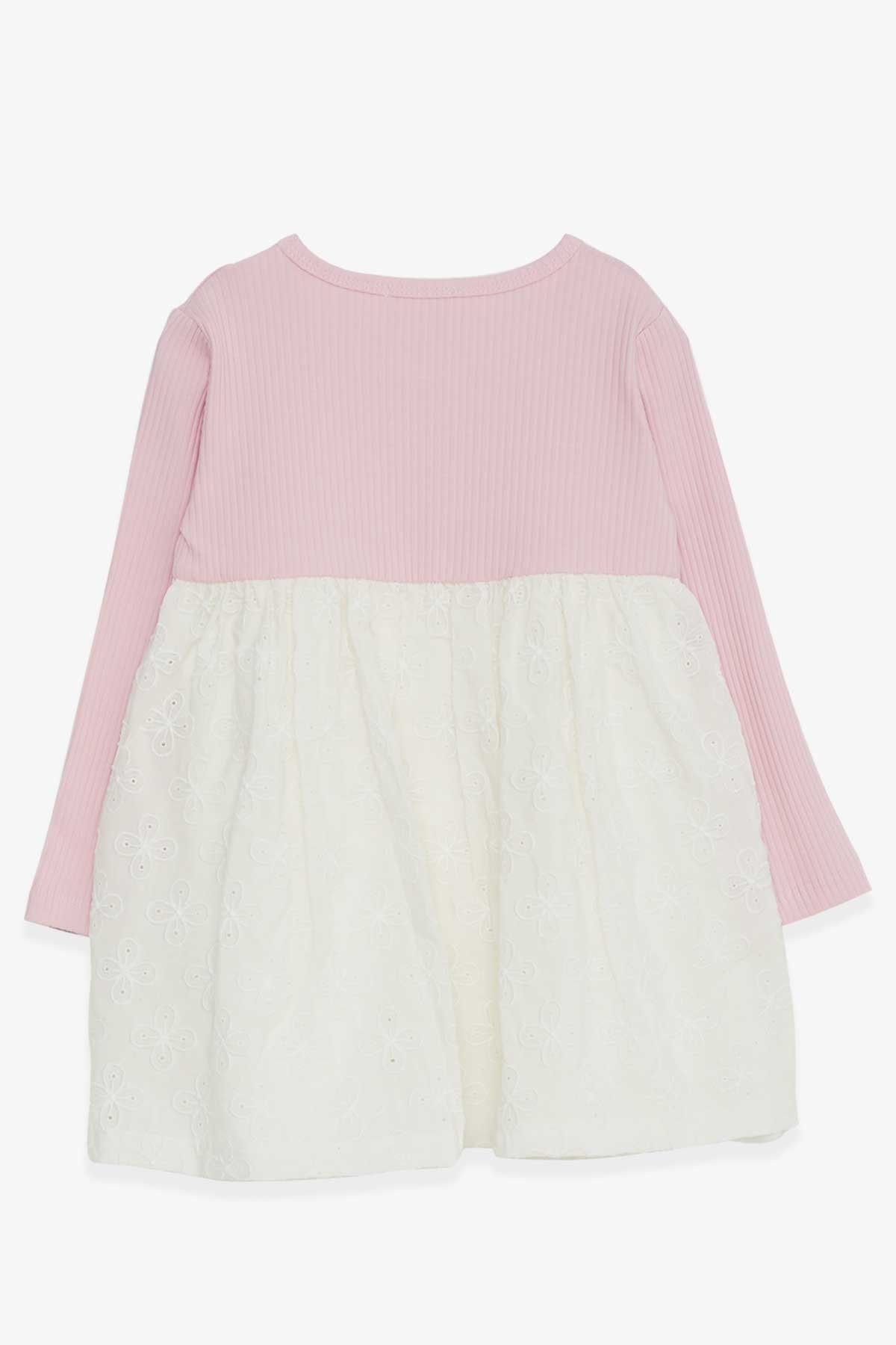 Breeze Kız Çocuk Uzun Kollu Elbise Pullu Kelebek Nakışlı Pembe (2-6 Yaş)