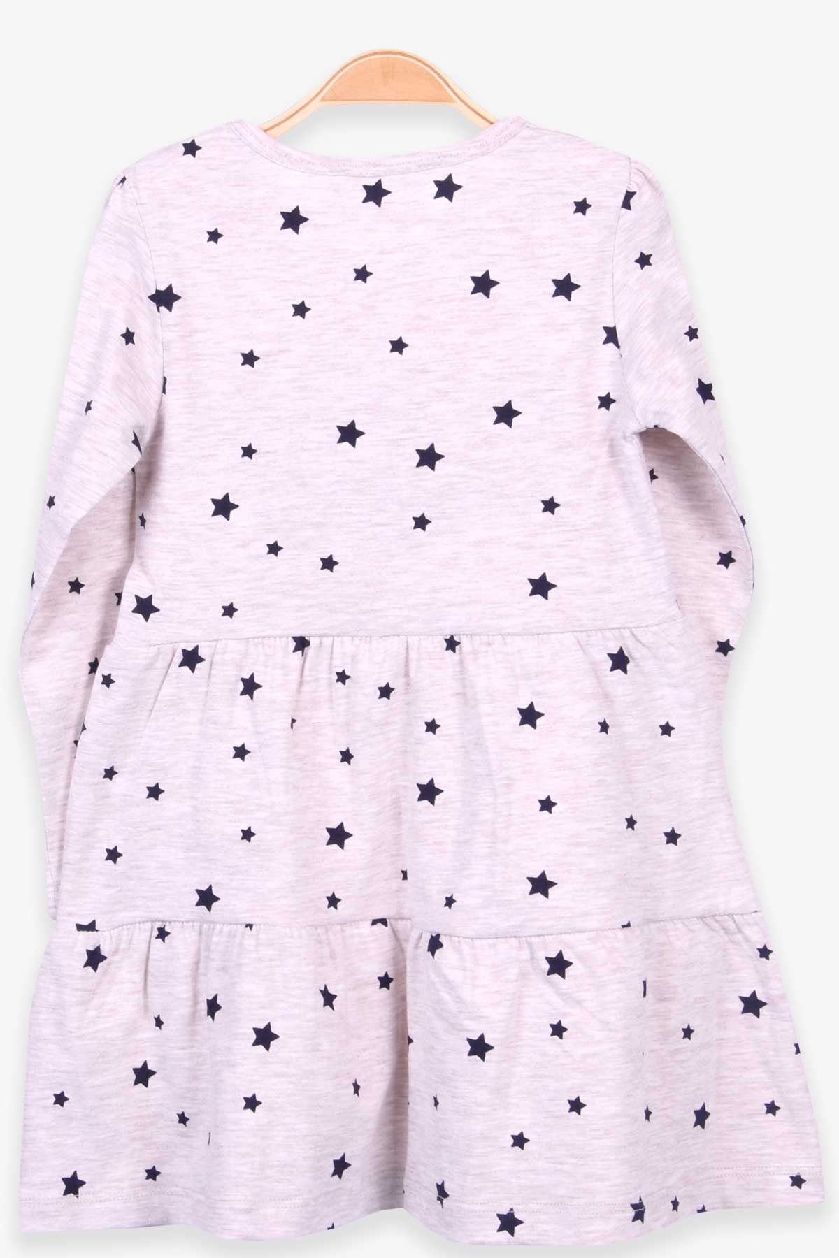 Breeze Kız Çocuk Uzun Kollu Elbise Pullu Bej Melanj (3-8 Yaş)