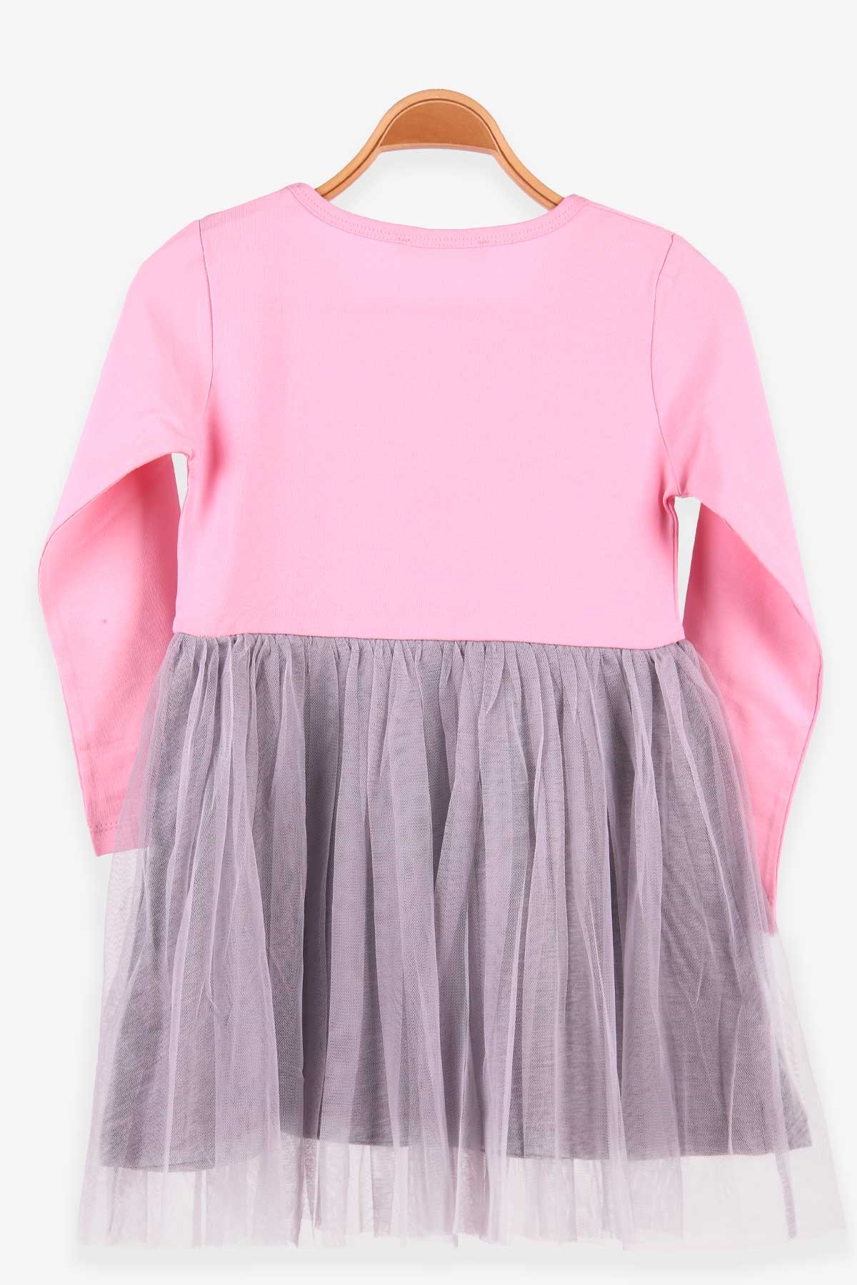 Breeze Kız Çocuk Uzun Kollu Elbise Pullu Fiyonklu Pembe (6-12 Yaş)