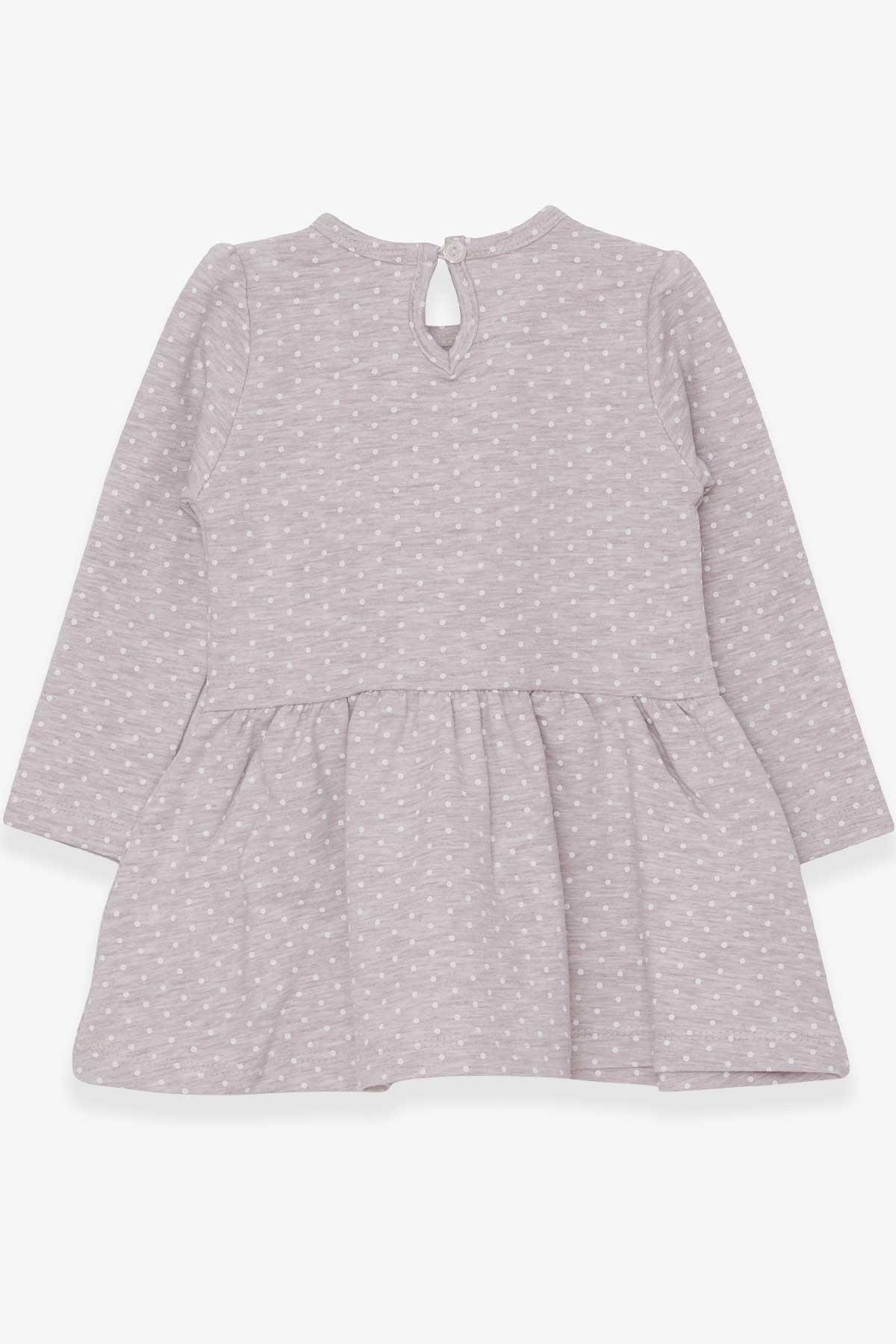 Breeze Kız Çocuk Uzun Kollu Elbise Simli Gözlüklü Kız Baskılı Bej Melanj (1-4 Yaş)