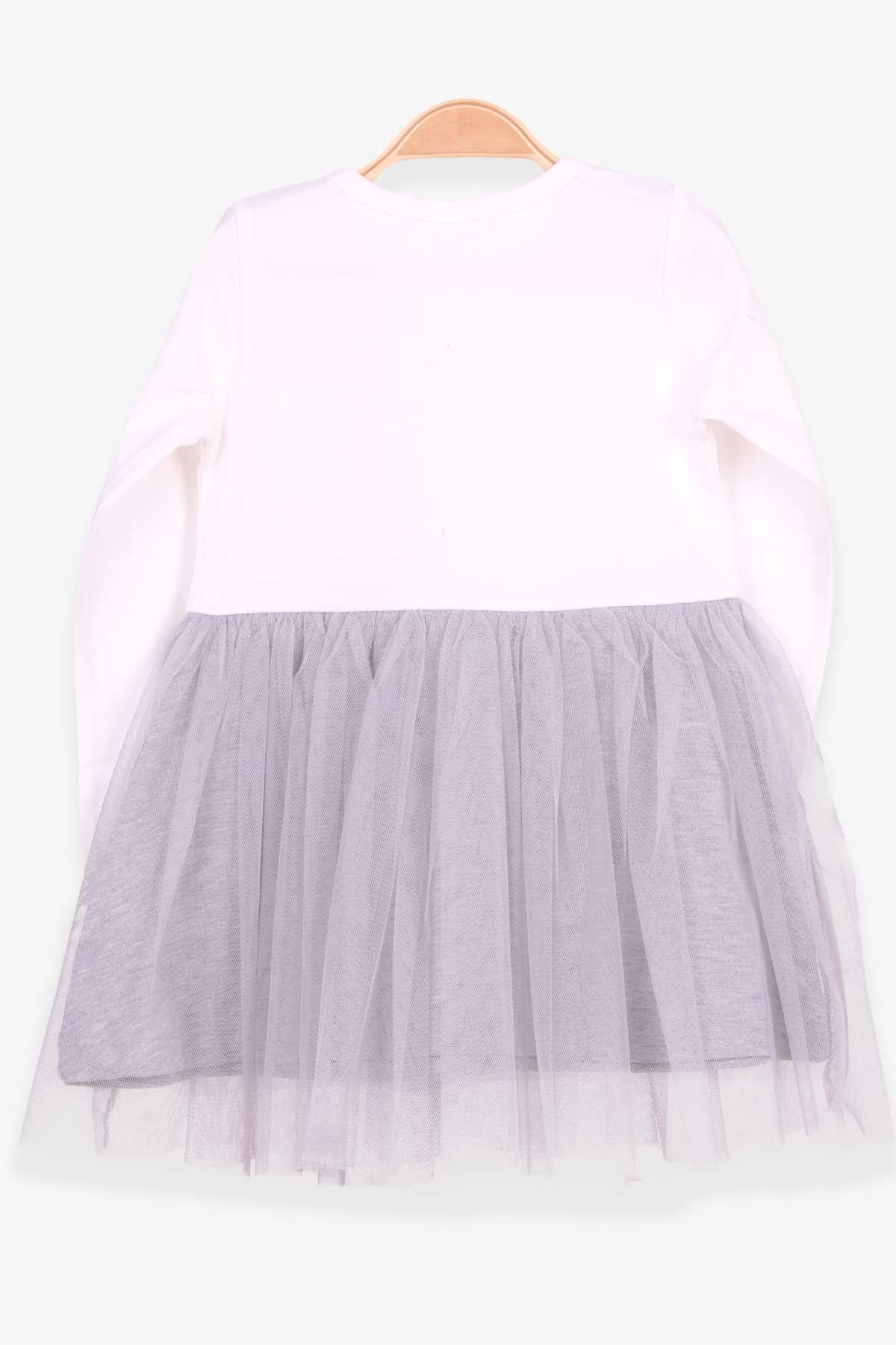 Breeze Kız Çocuk Uzun Kollu Elbise Tavşanlı Nakışlı Ekru (1.5-5 Yaş)