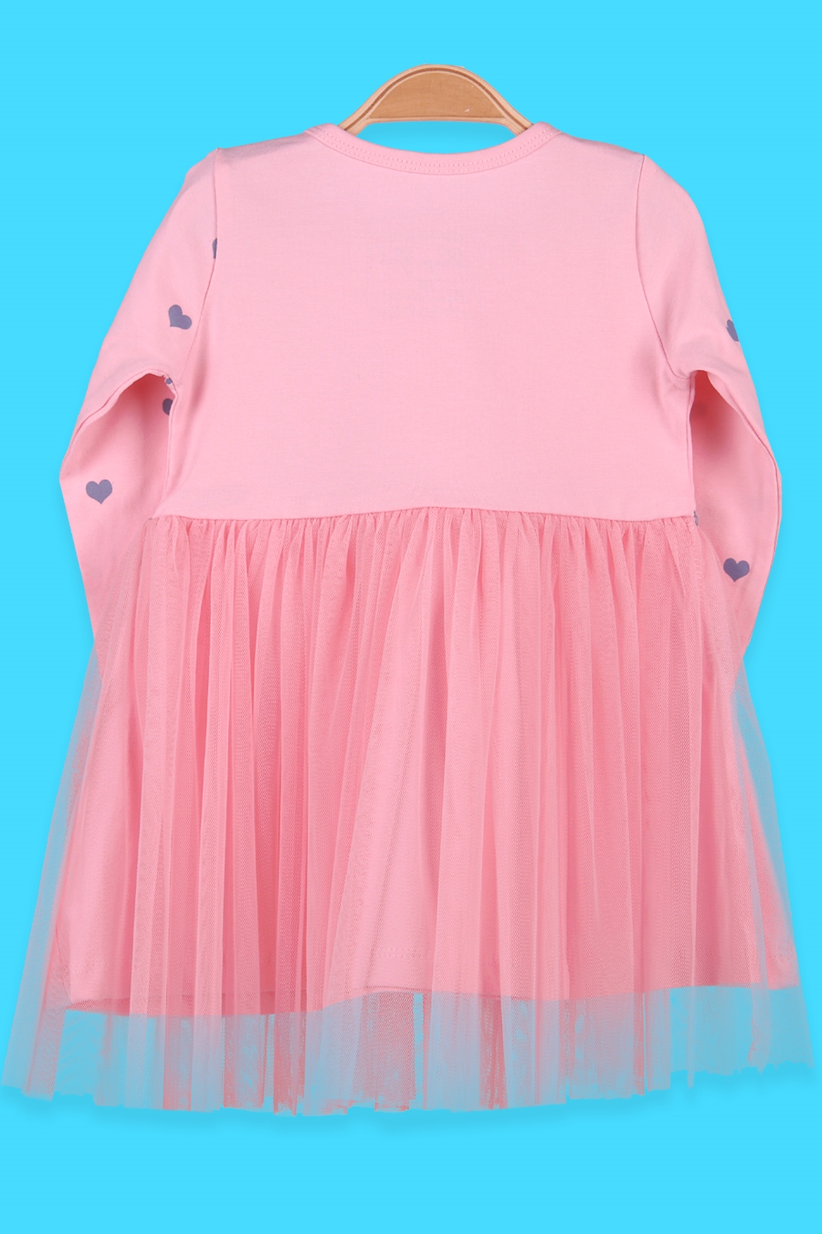 Breeze Kız Çocuk Uzun Kollu Elbise Tavşan Nakışlı Tüllü Pudra (1.5-5 Yaş)