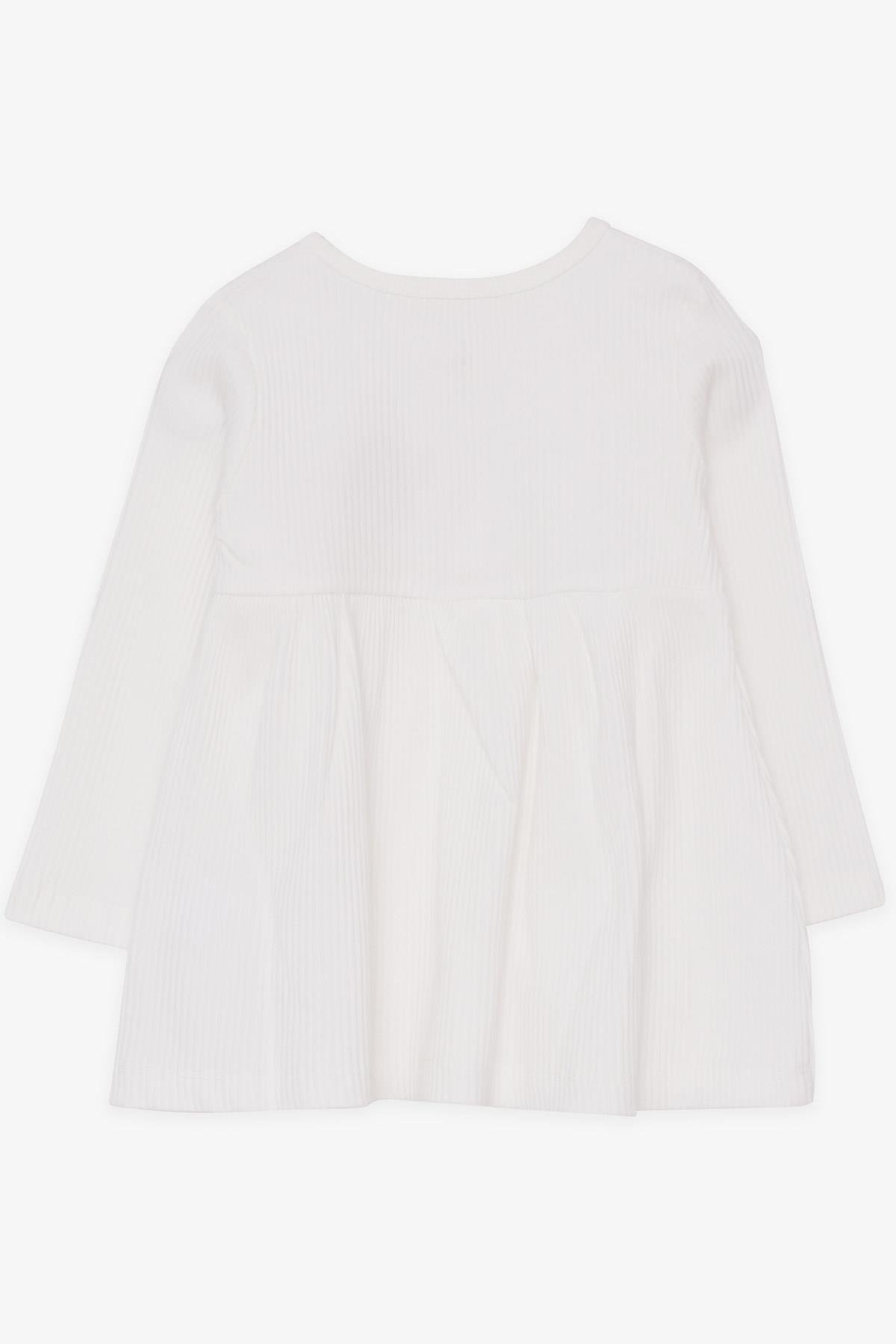 Breeze Kız Çocuk Uzun Kollu Elbise Tilkicik Nakışlı Ekru (1.5-5 Yaş)