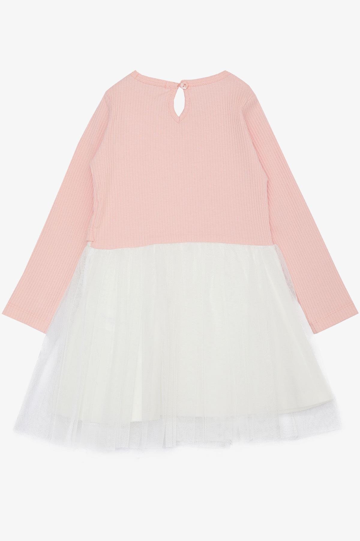 Breeze Kız Çocuk Uzun Kollu Elbise Tüllü Somon (3-4 Yaş)