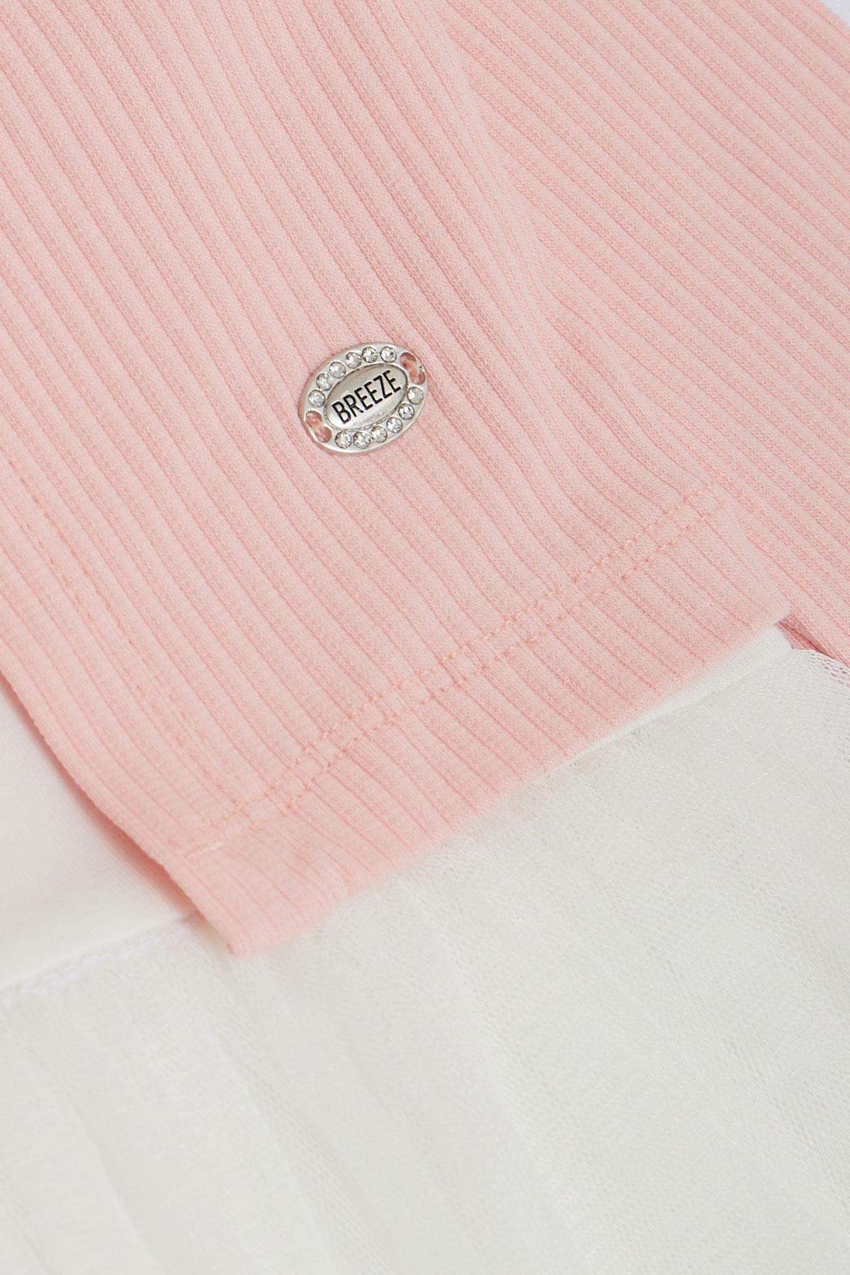 Breeze Kız Çocuk Uzun Kollu Elbise Tüllü Somon (3-4 Yaş)