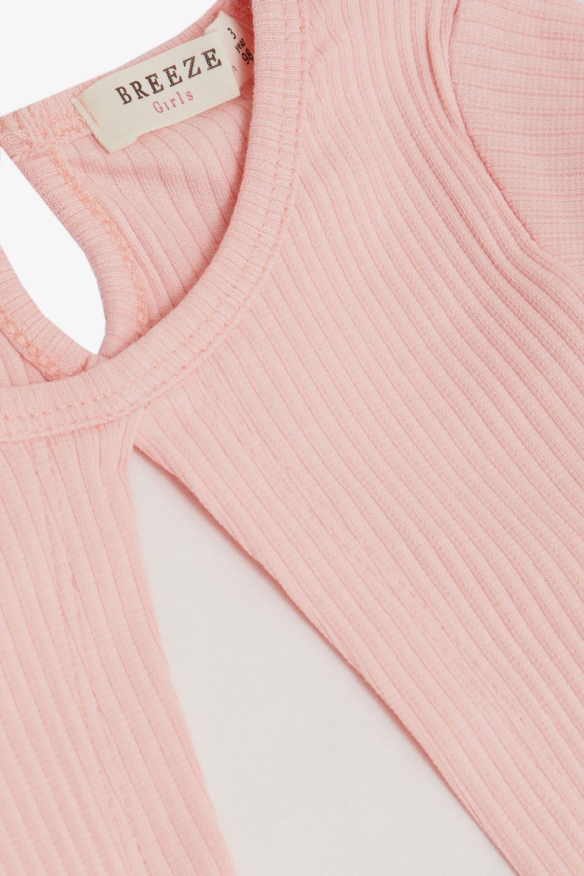 Breeze Kız Çocuk Uzun Kollu Elbise Tüllü Somon (3-4 Yaş)