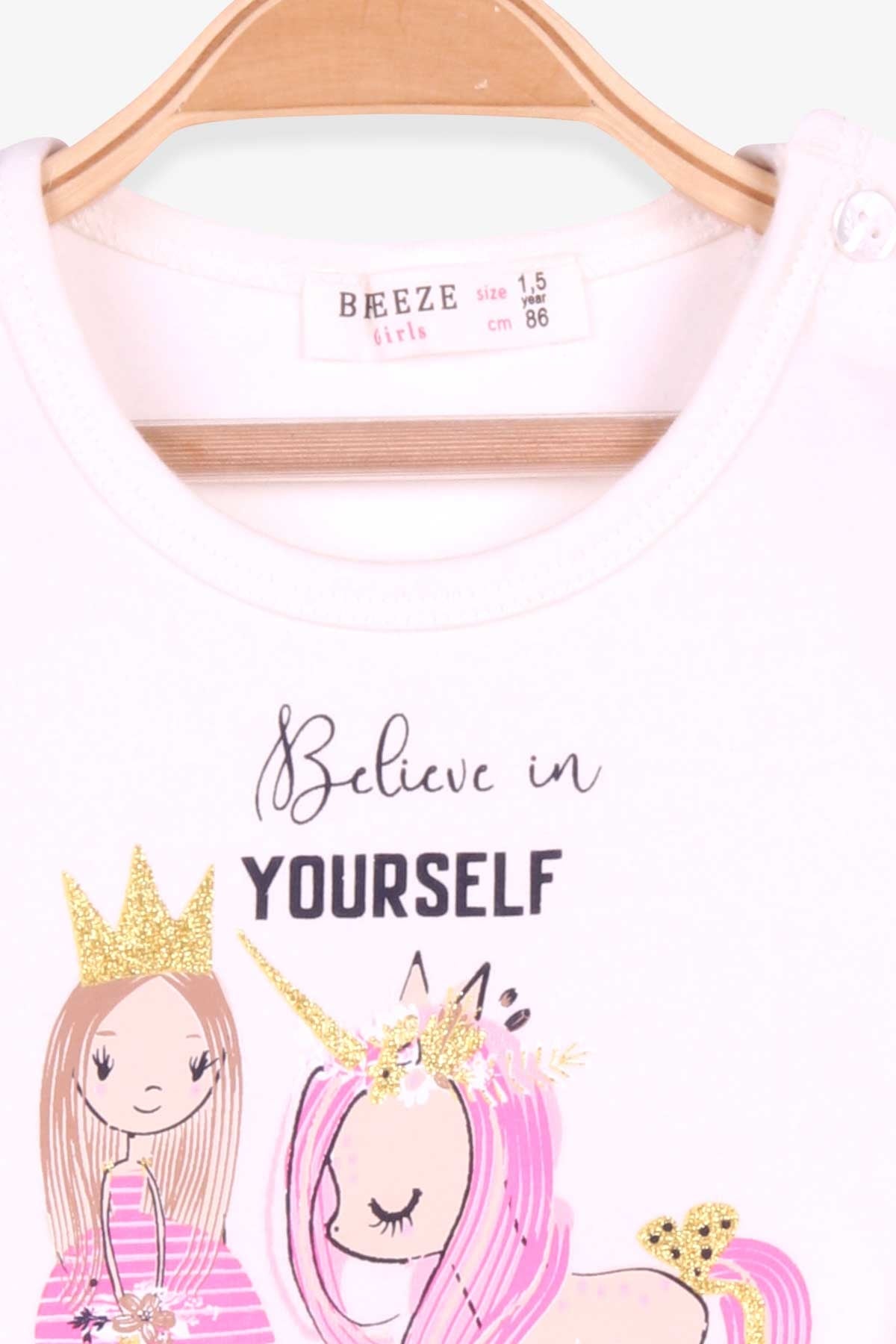 Breeze Kız Çocuk Uzun Kollu Elbise Unicorn Ekru (1.5-5 Yaş)