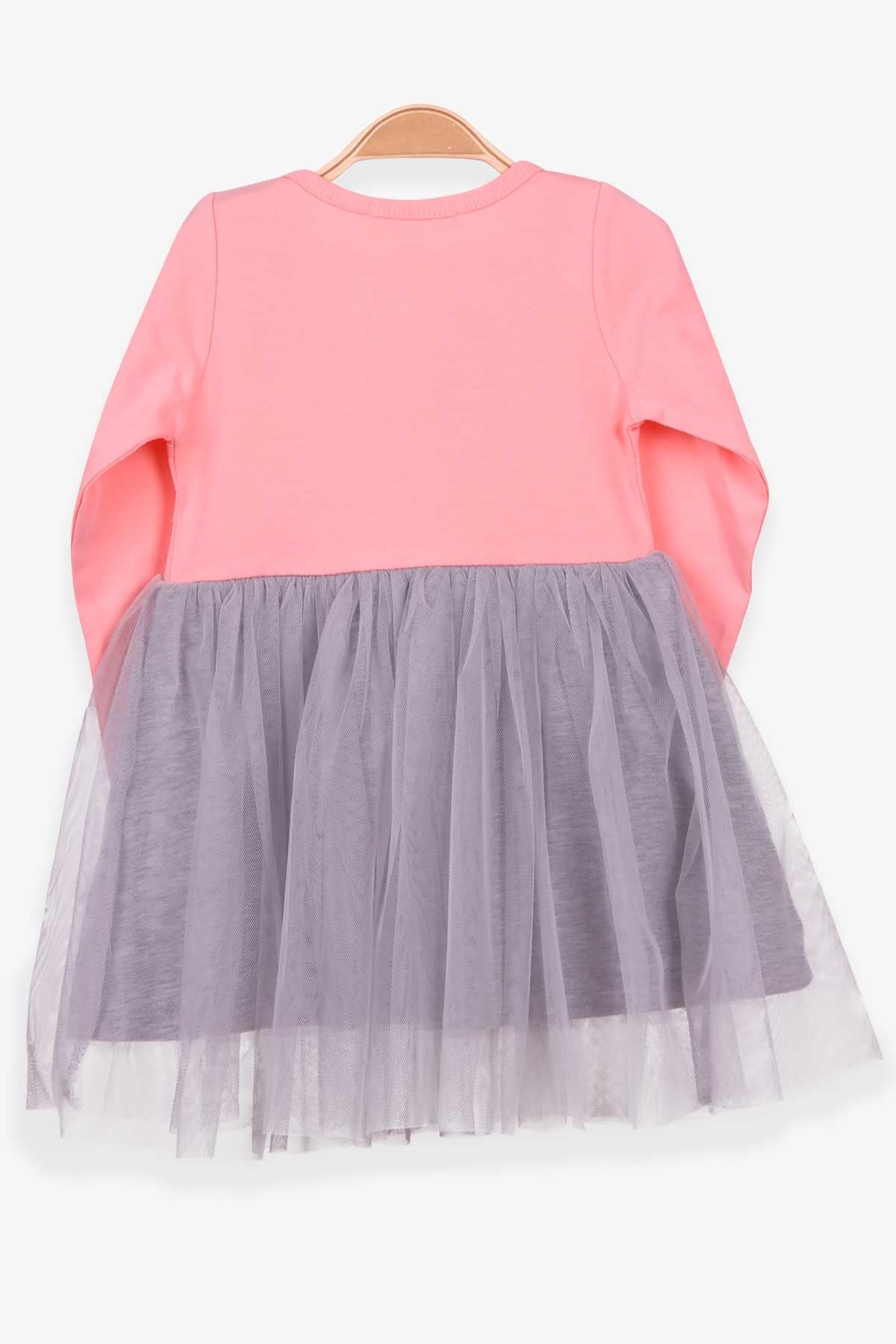 Breeze Kız Çocuk Uzun Kollu Elbise Unicorn Baskılı Somon (2-6 Yaş)