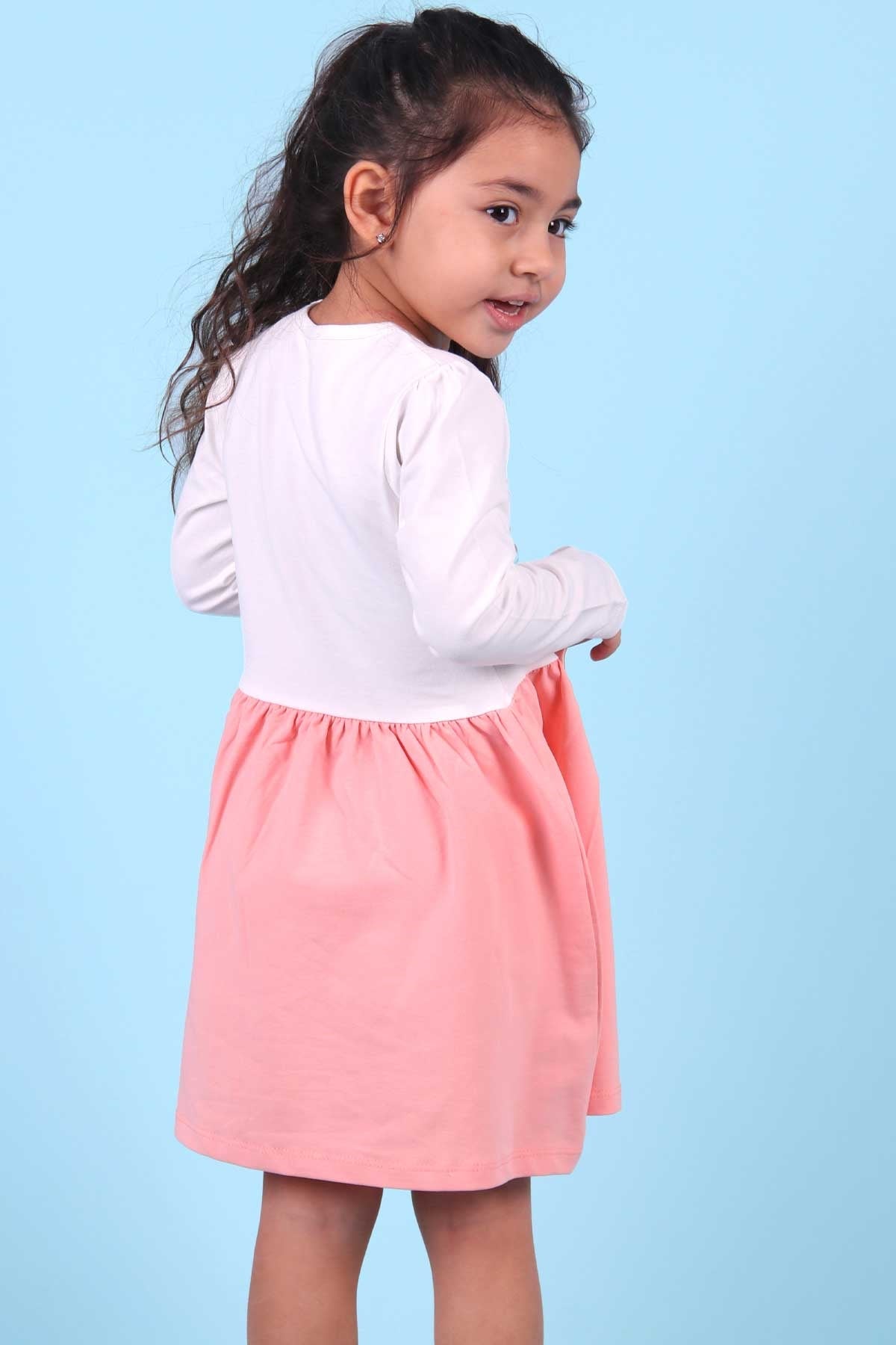 Breeze Kız Çocuk Uzun Kollu Elbise Unicorn Ekru (2-5 Yaş)