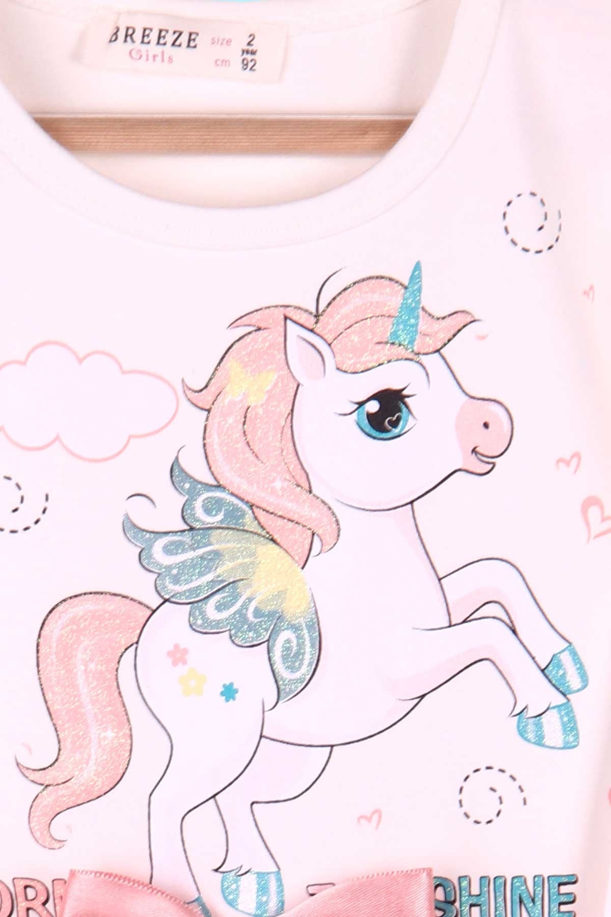 Breeze Kız Çocuk Uzun Kollu Elbise Unicorn Ekru (2-5 Yaş)