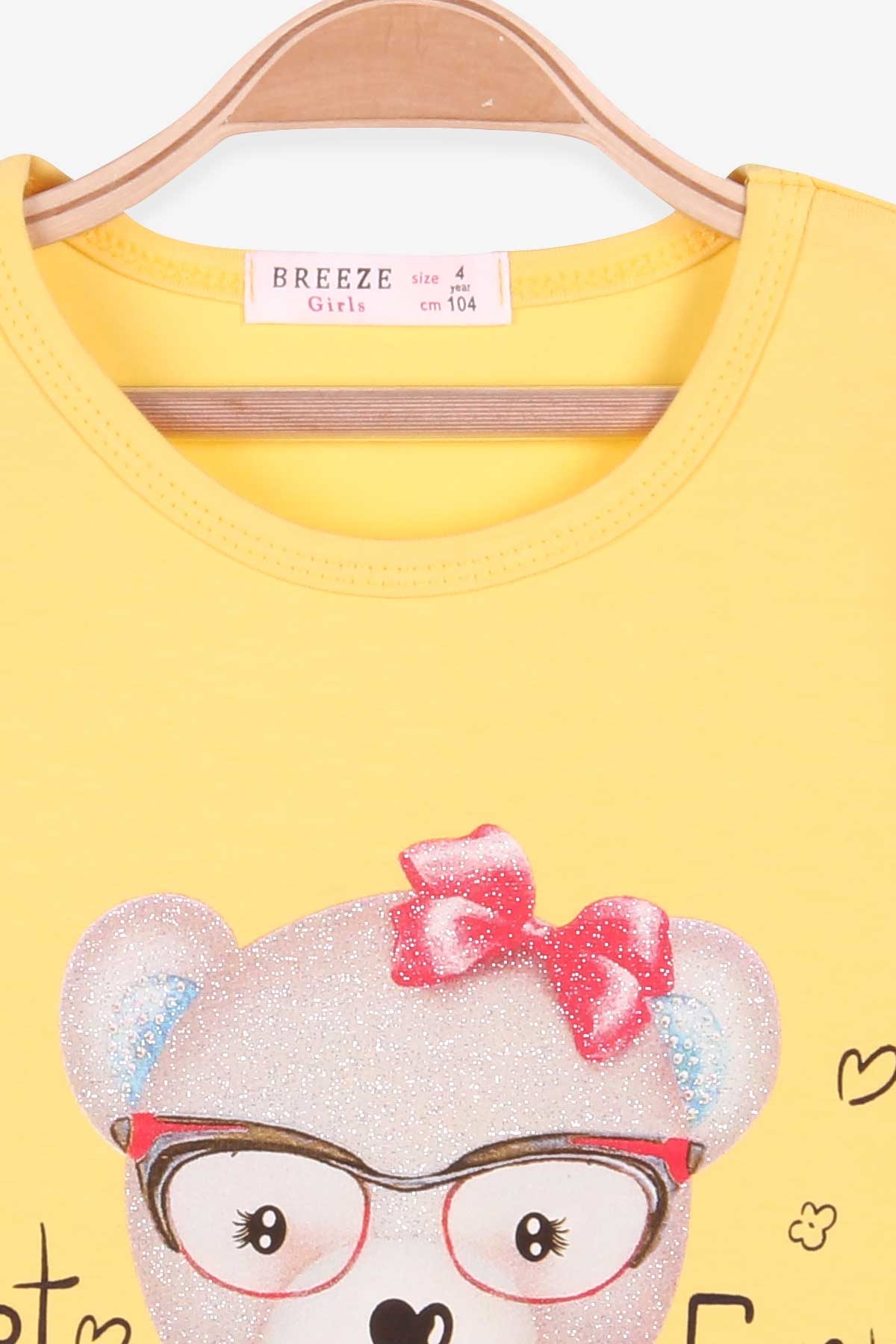 Breeze Kız Çocuk Uzun Kollu Tişört Ayıcıklı Sarı (4-8 Yaş)