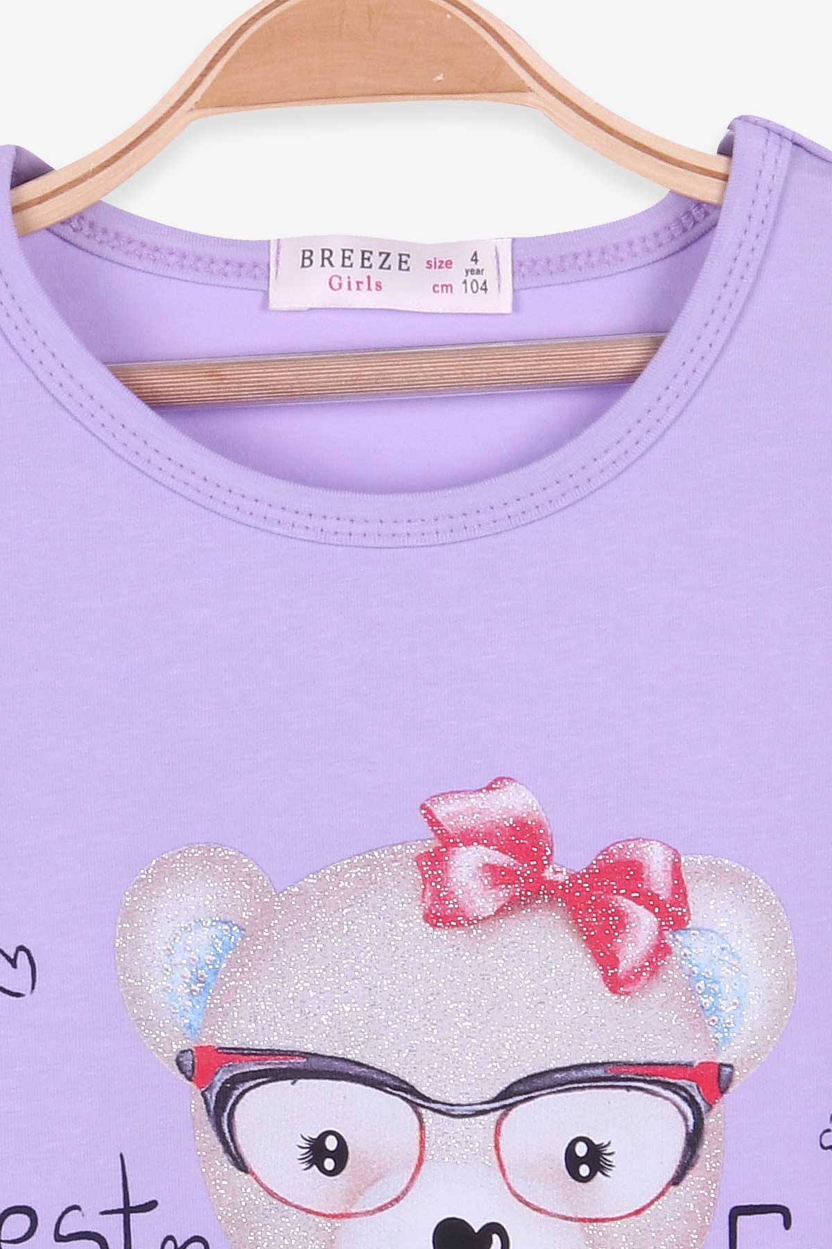 Breeze Kız Çocuk Uzun Kollu Tişört Ayıcıklı Lila (4-8 Yaş)