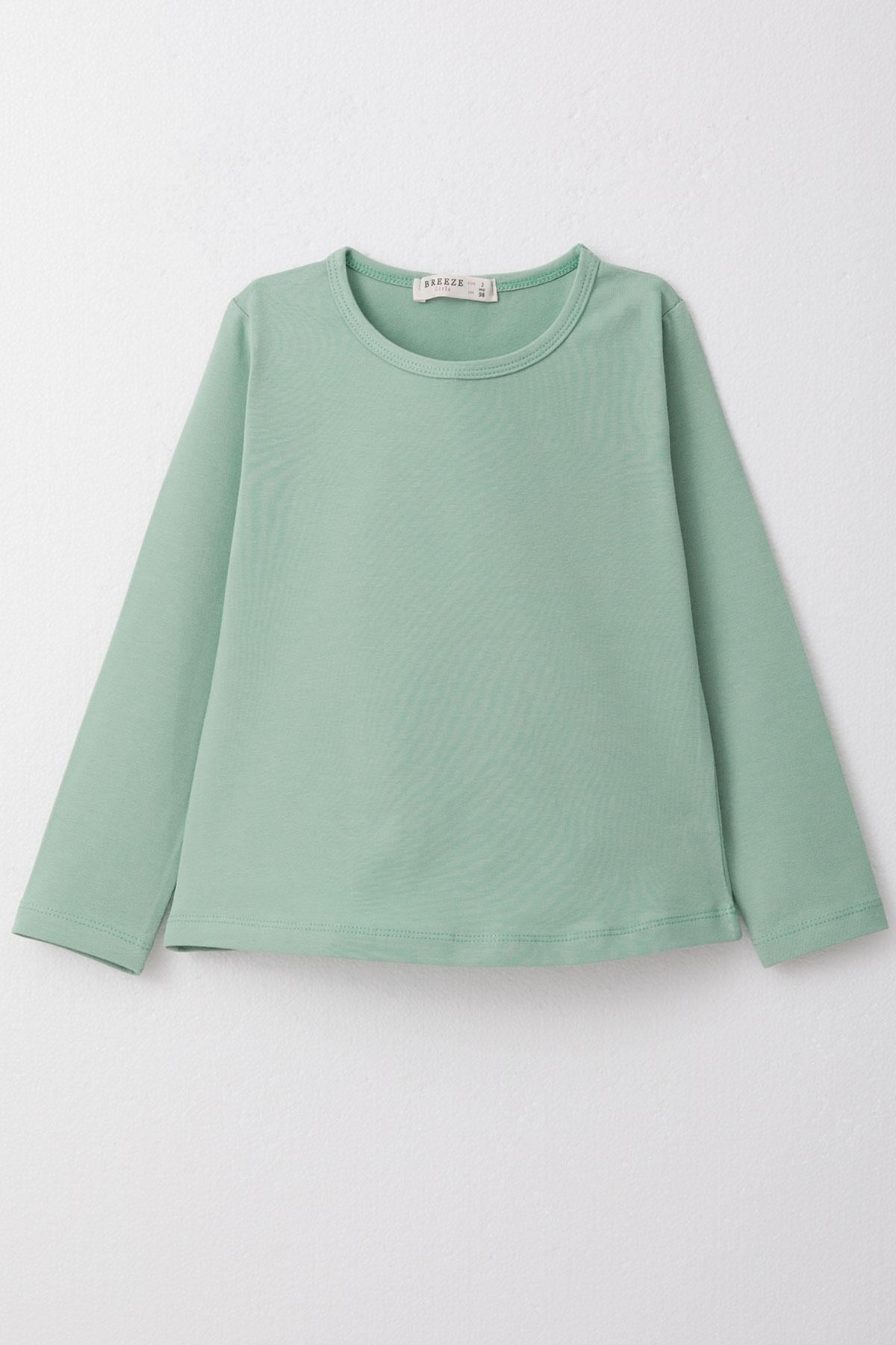 Breeze Kız Çocuk Uzun Kollu Tişört Basic Mint Yeşili (3-4 Yaş)