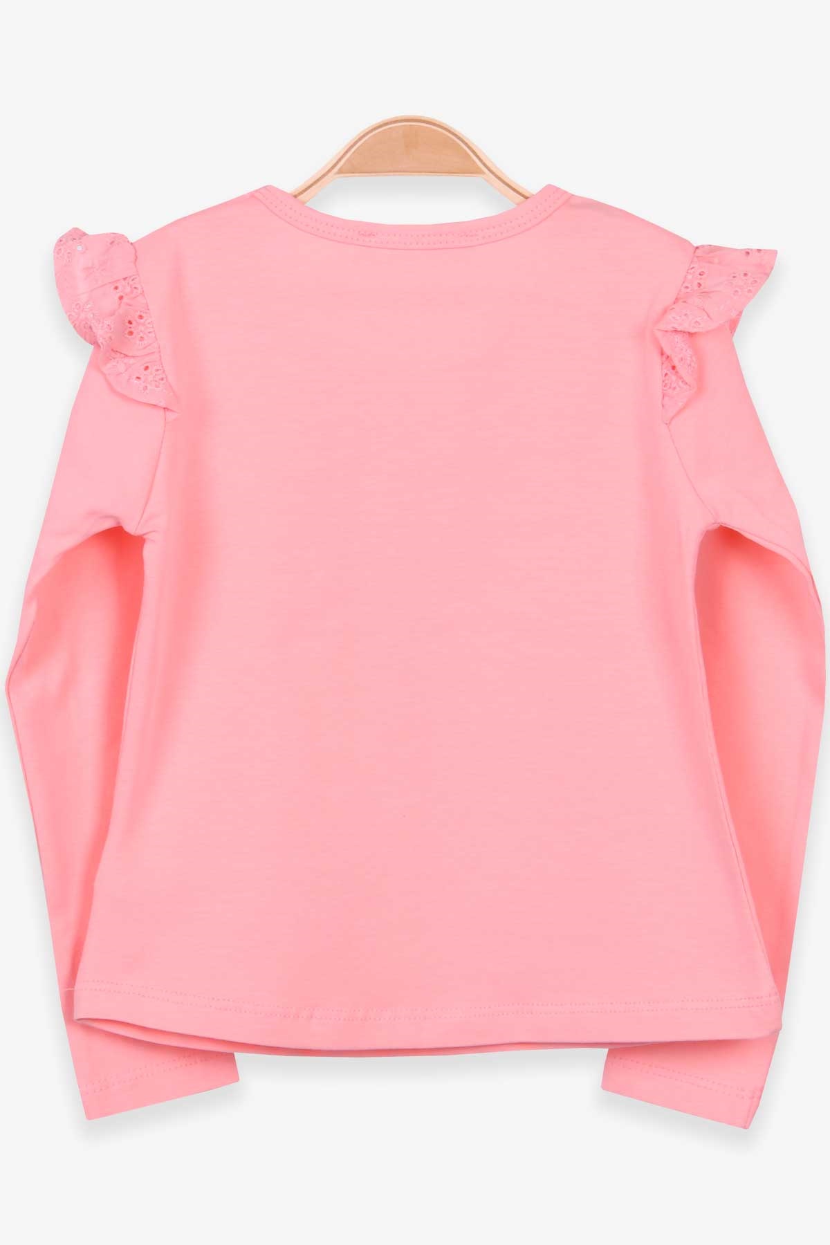 Breeze Kız Çocuk Uzun Kollu Tişört Basic Güpürlü Somon (3-8 Yaş)